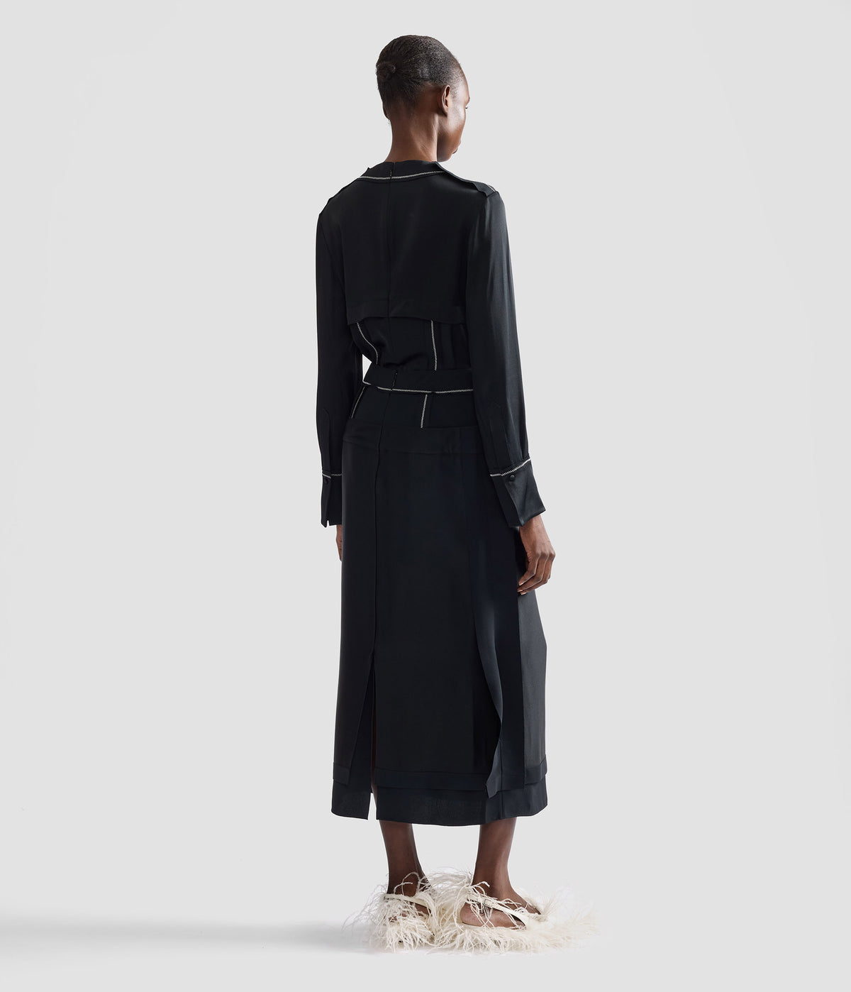 Satin Cady Midi Skirt