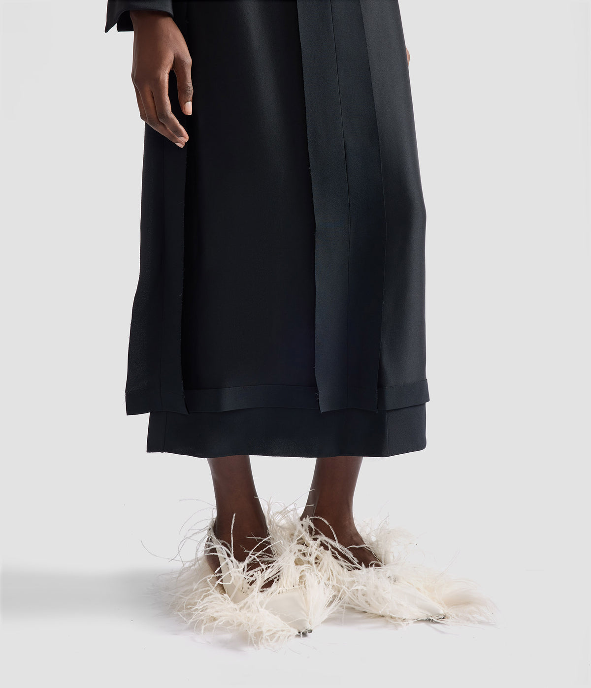 Satin Cady Midi Skirt