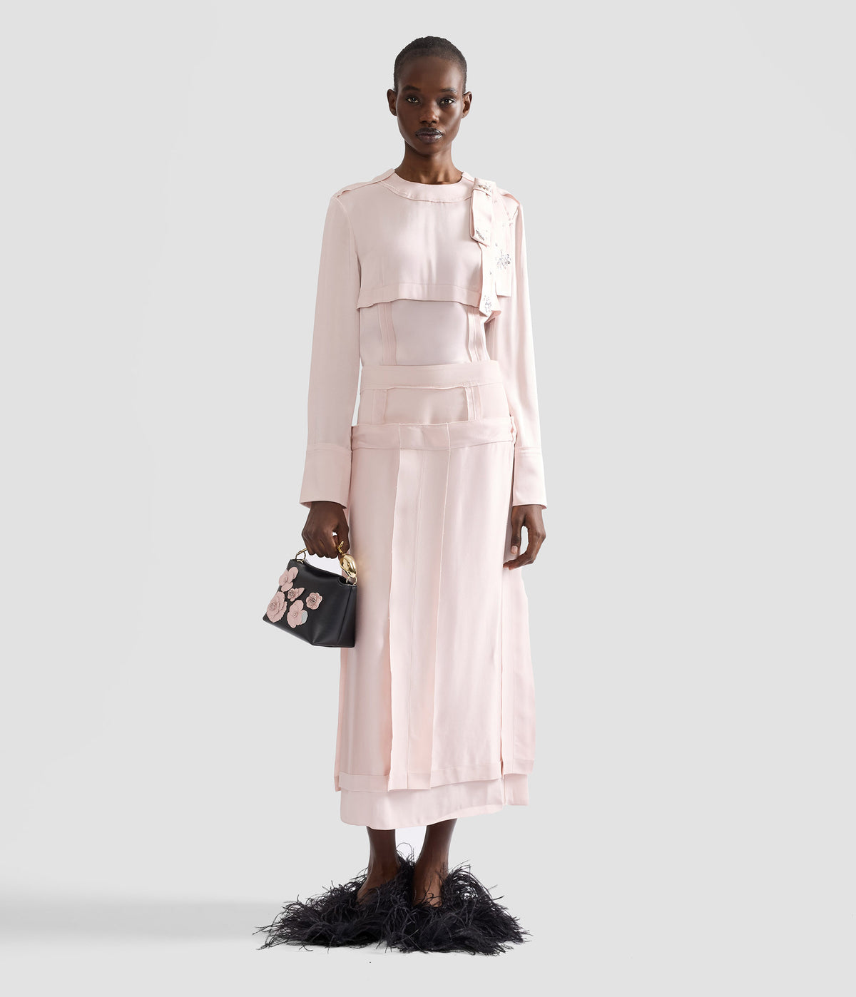 Satin Cady Midi Skirt