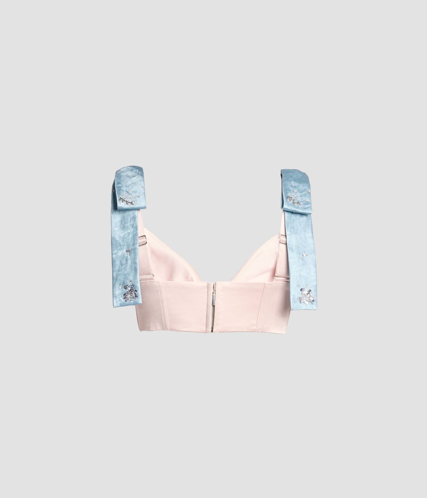 Embroidered Textured Satin Bra Top