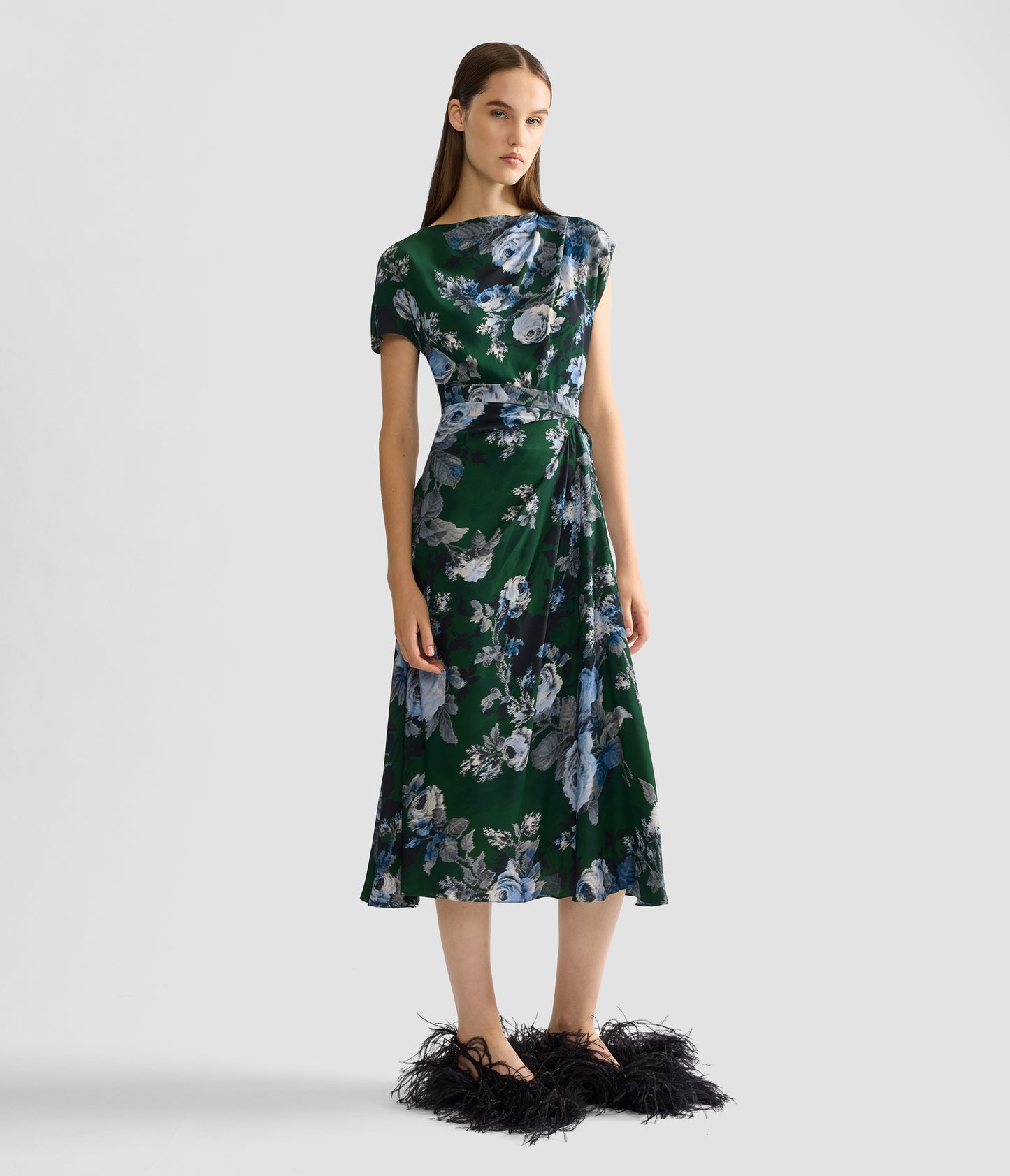 Floral Crepe Draped Skirt
