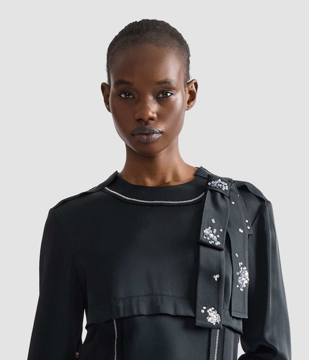 Satin Cady Long Sleeve Shirt