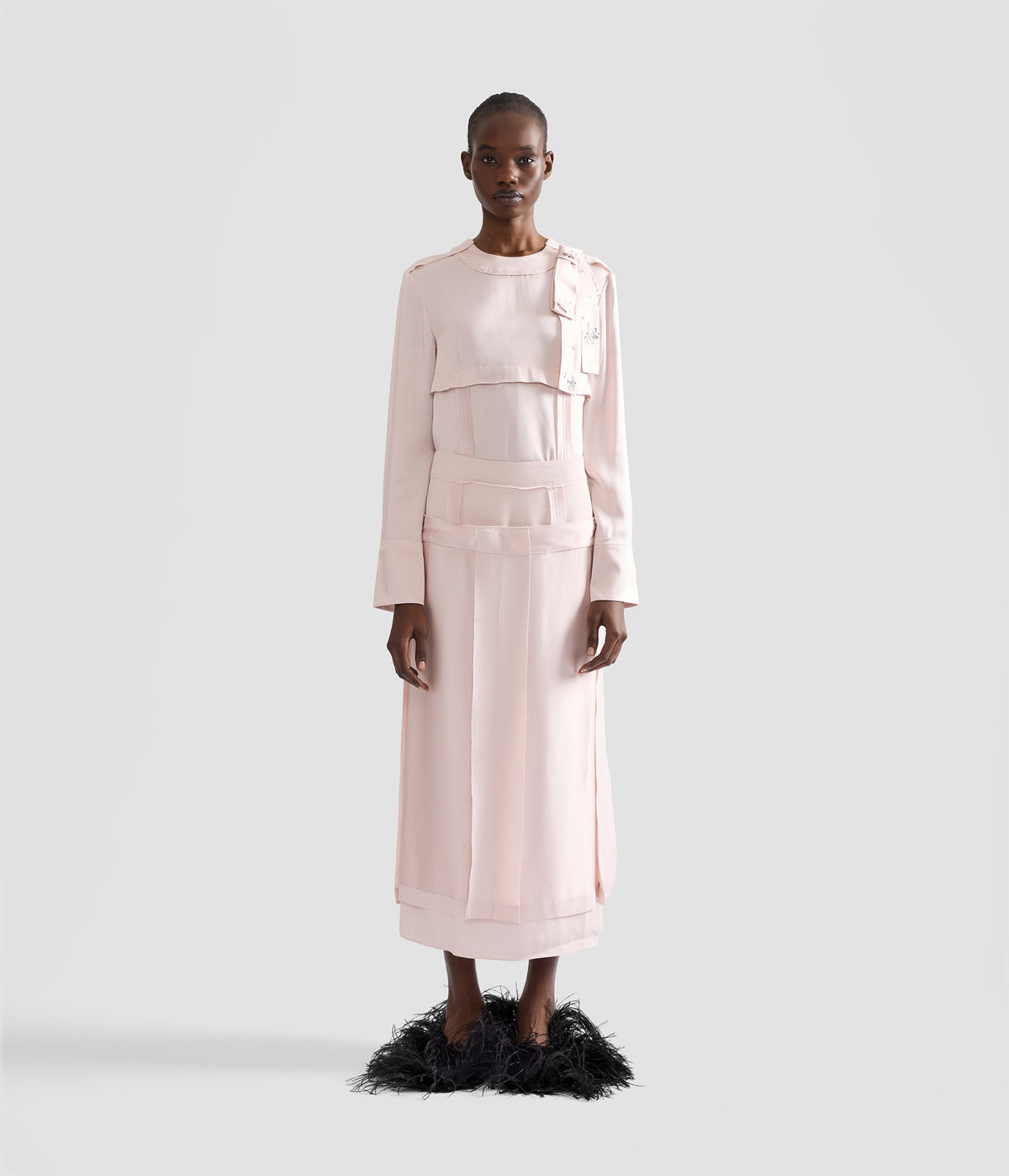Satin Cady Midi Skirt