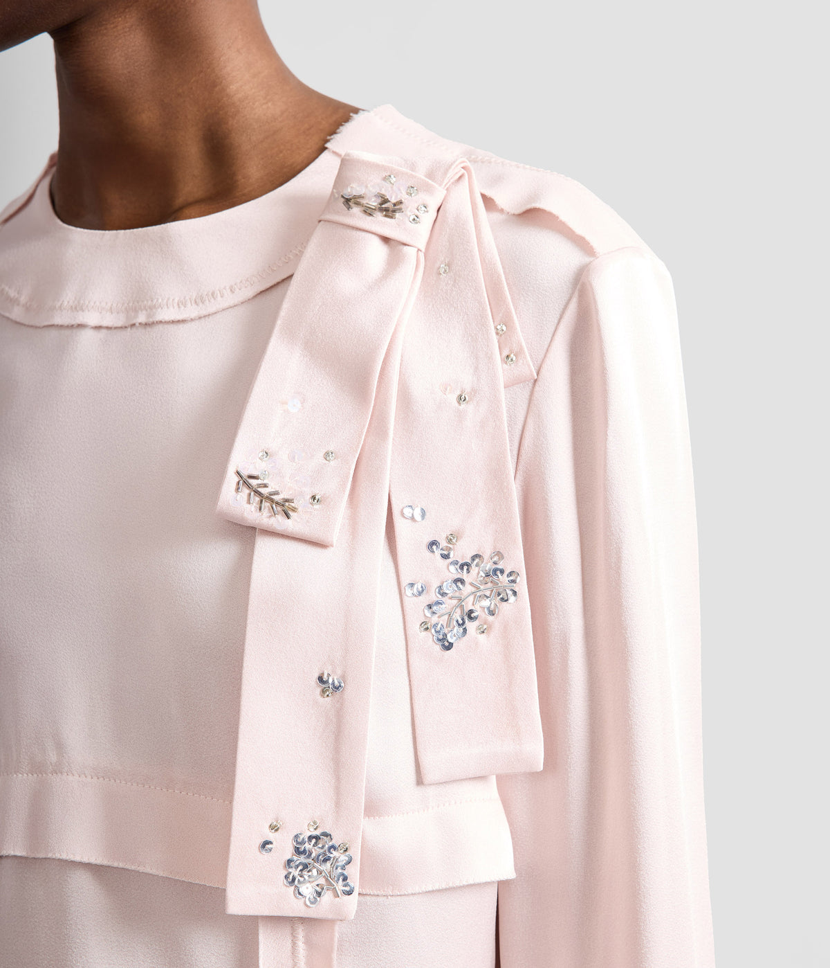 Satin Cady Long Sleeve Shirt