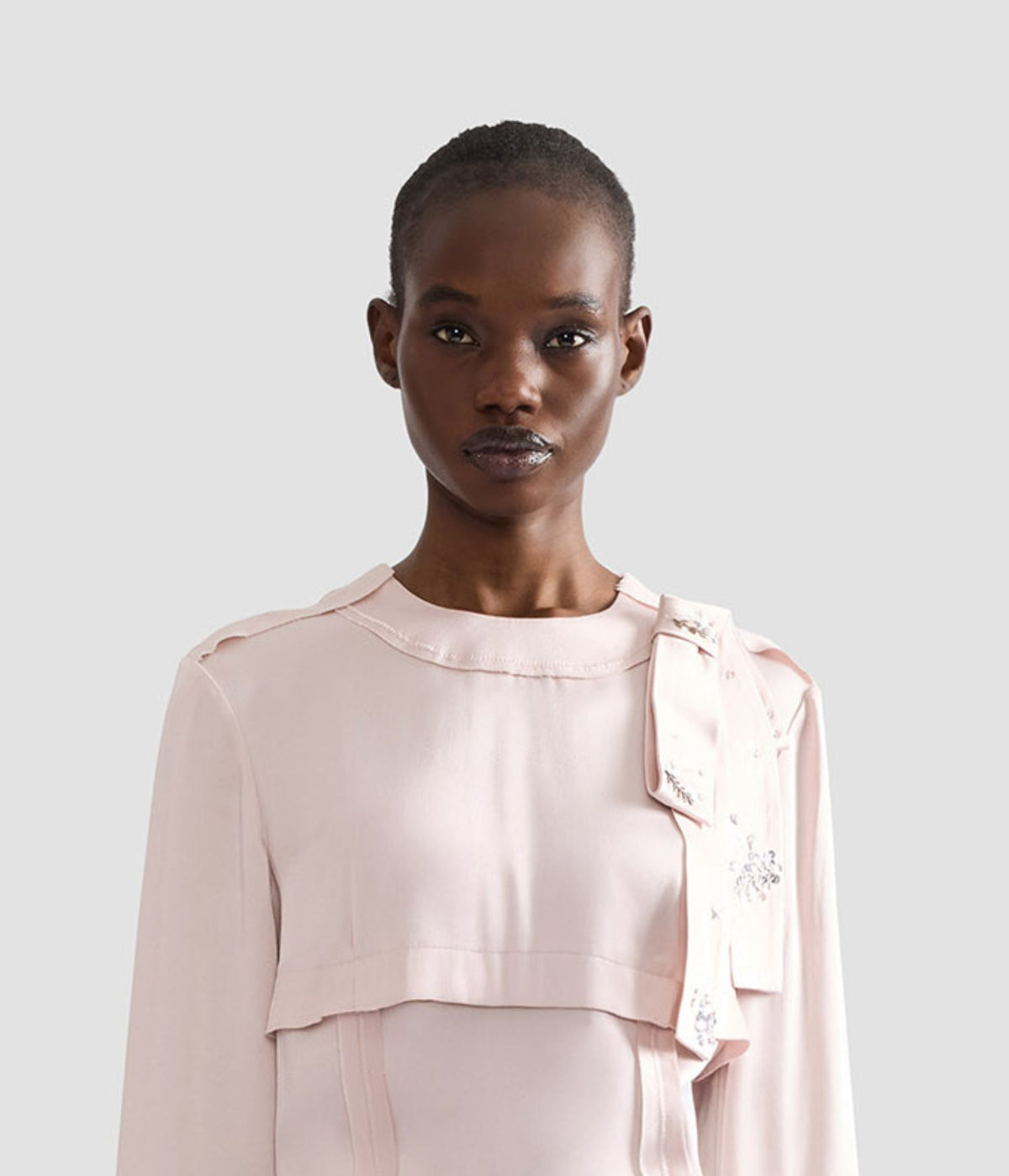 Satin Cady Long Sleeve Shirt