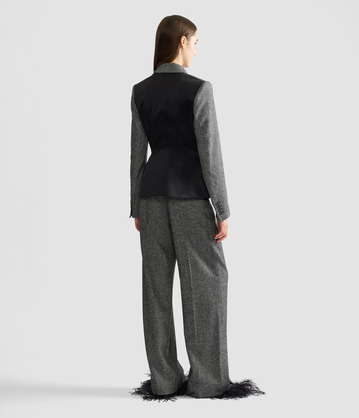 Herringbone Wide Leg Trouser
