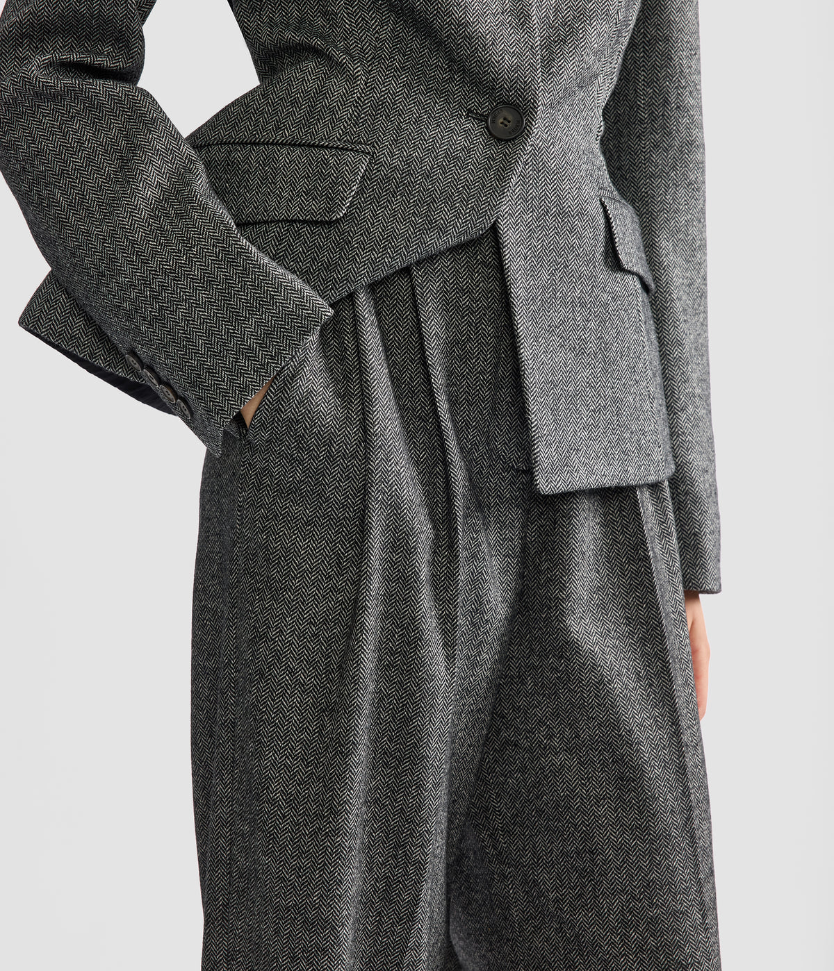 Herringbone Wide Leg Trouser