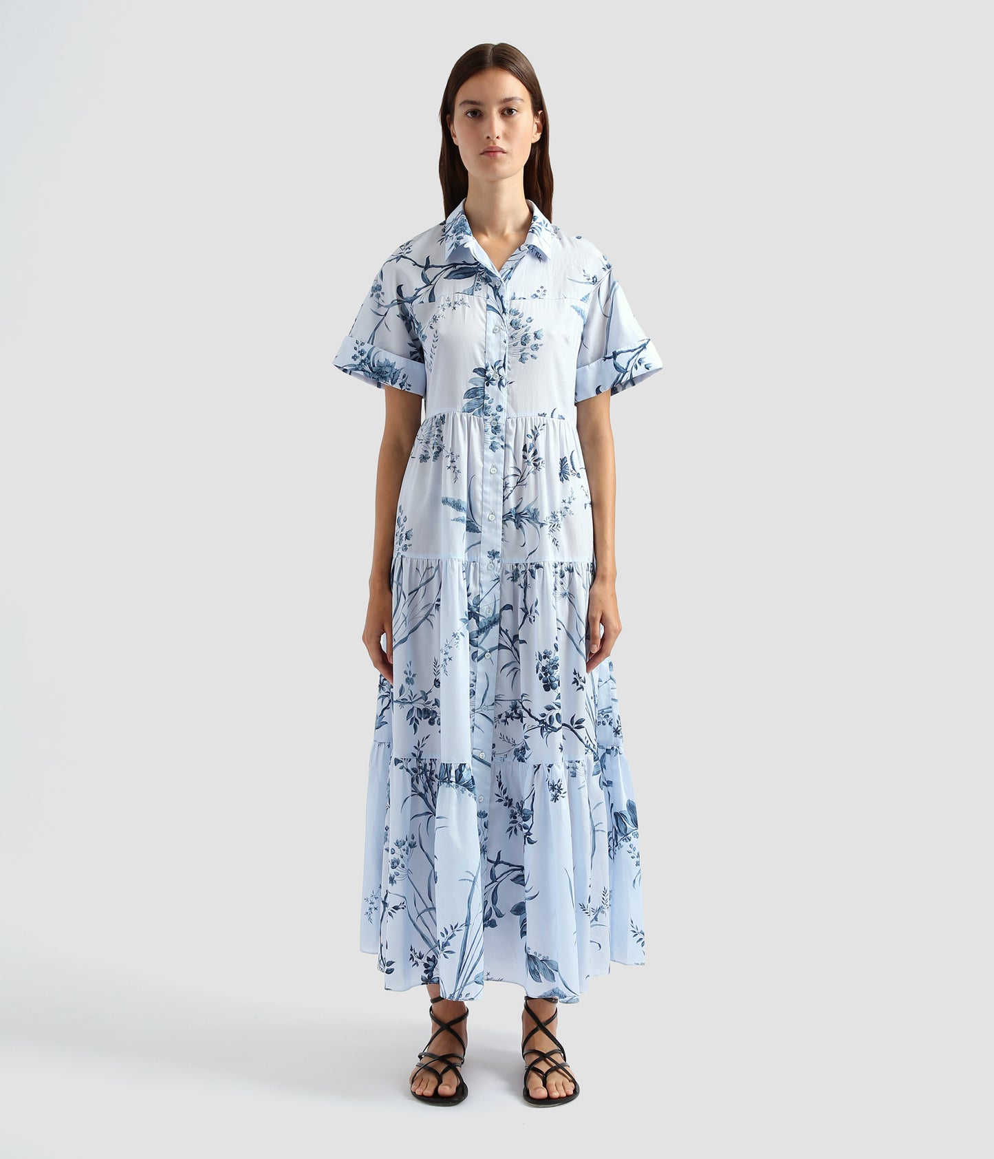 Short Sleeve Long Tiered Dress