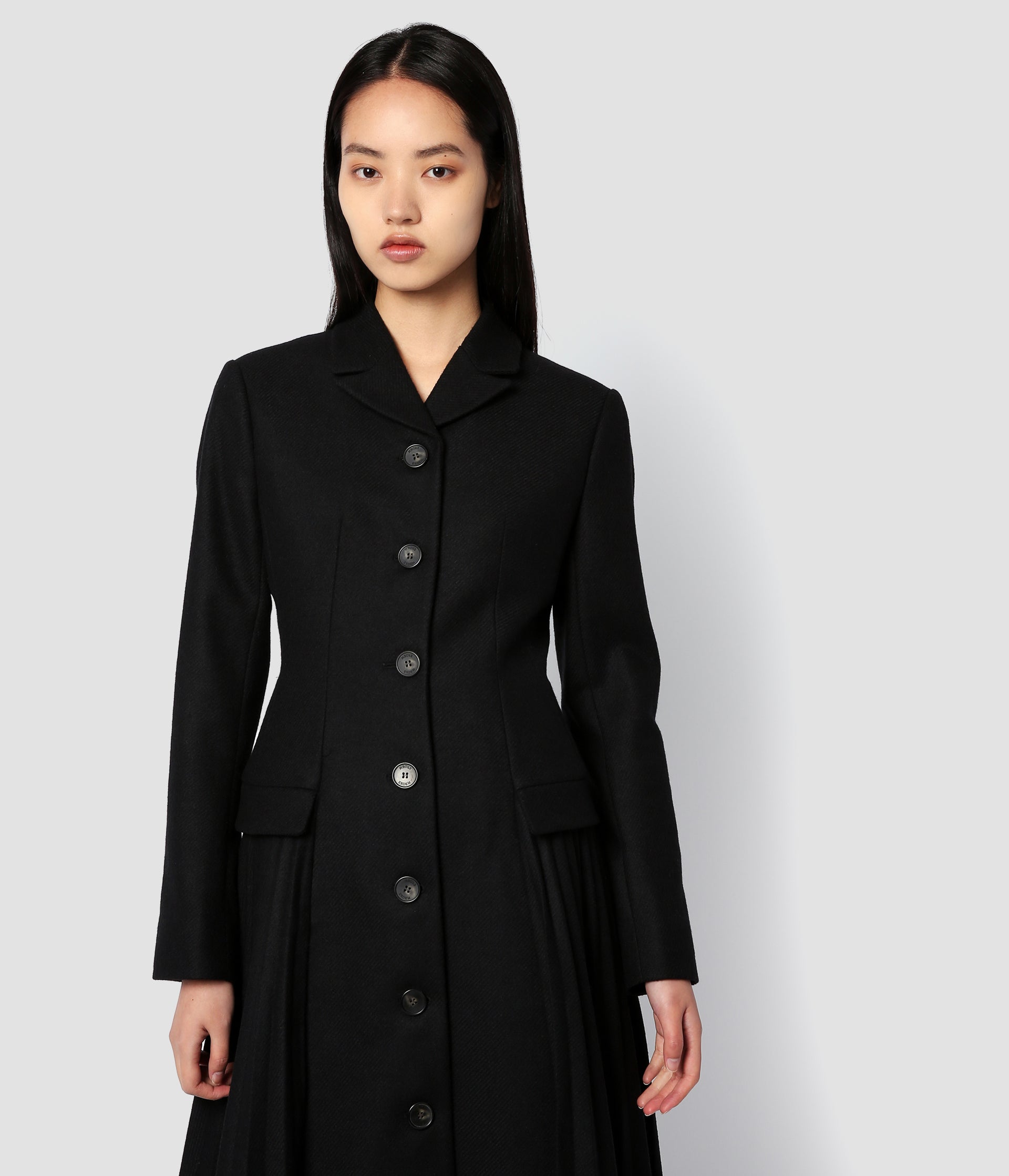 Single Breasted Coat With Pleating Detail
