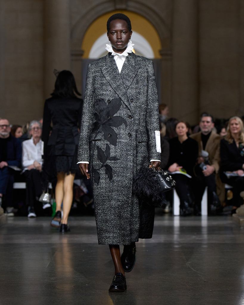 Floral Embroidered Wool Tailored Coat