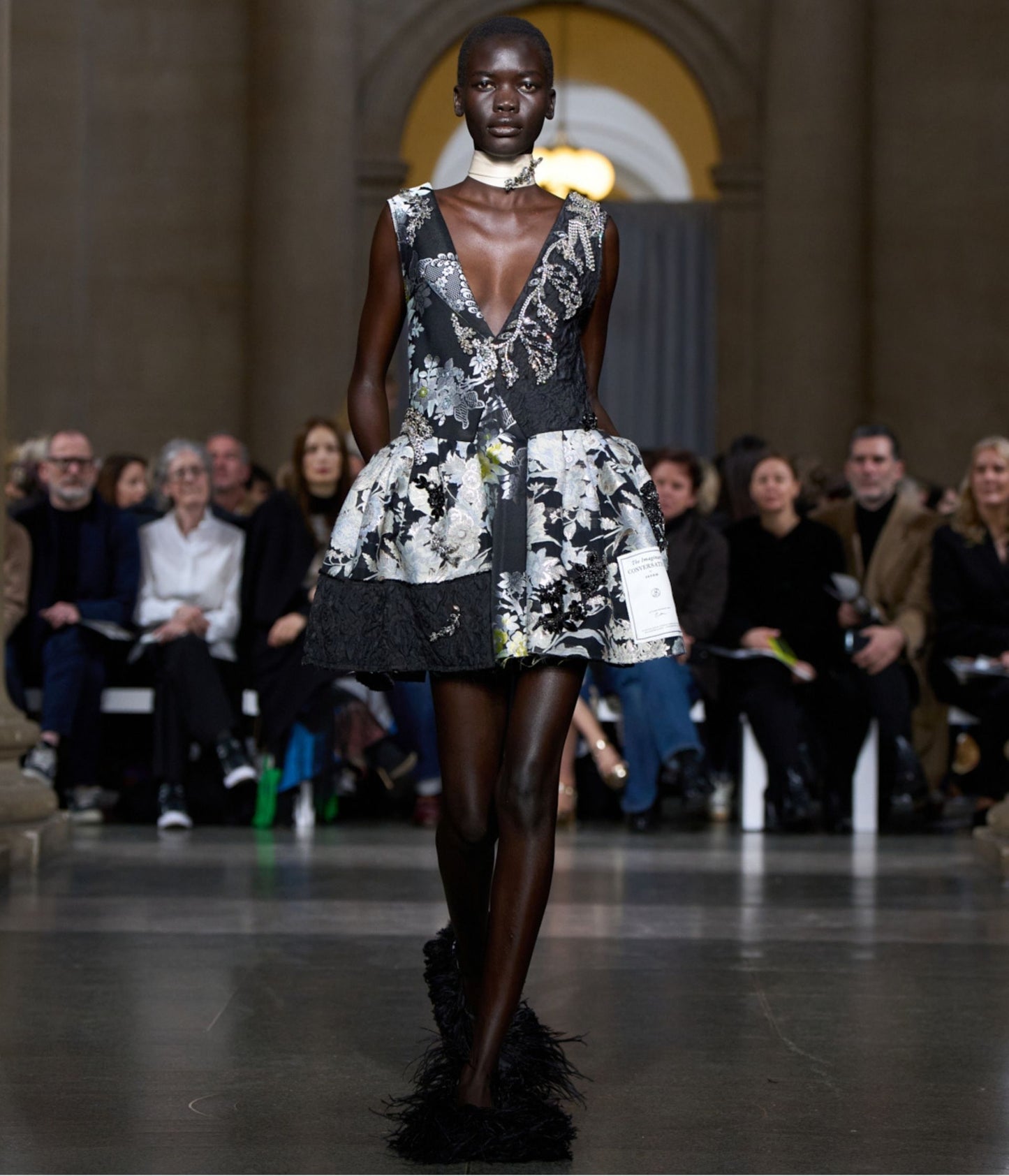 Embroidered Jacquard Mini Dress