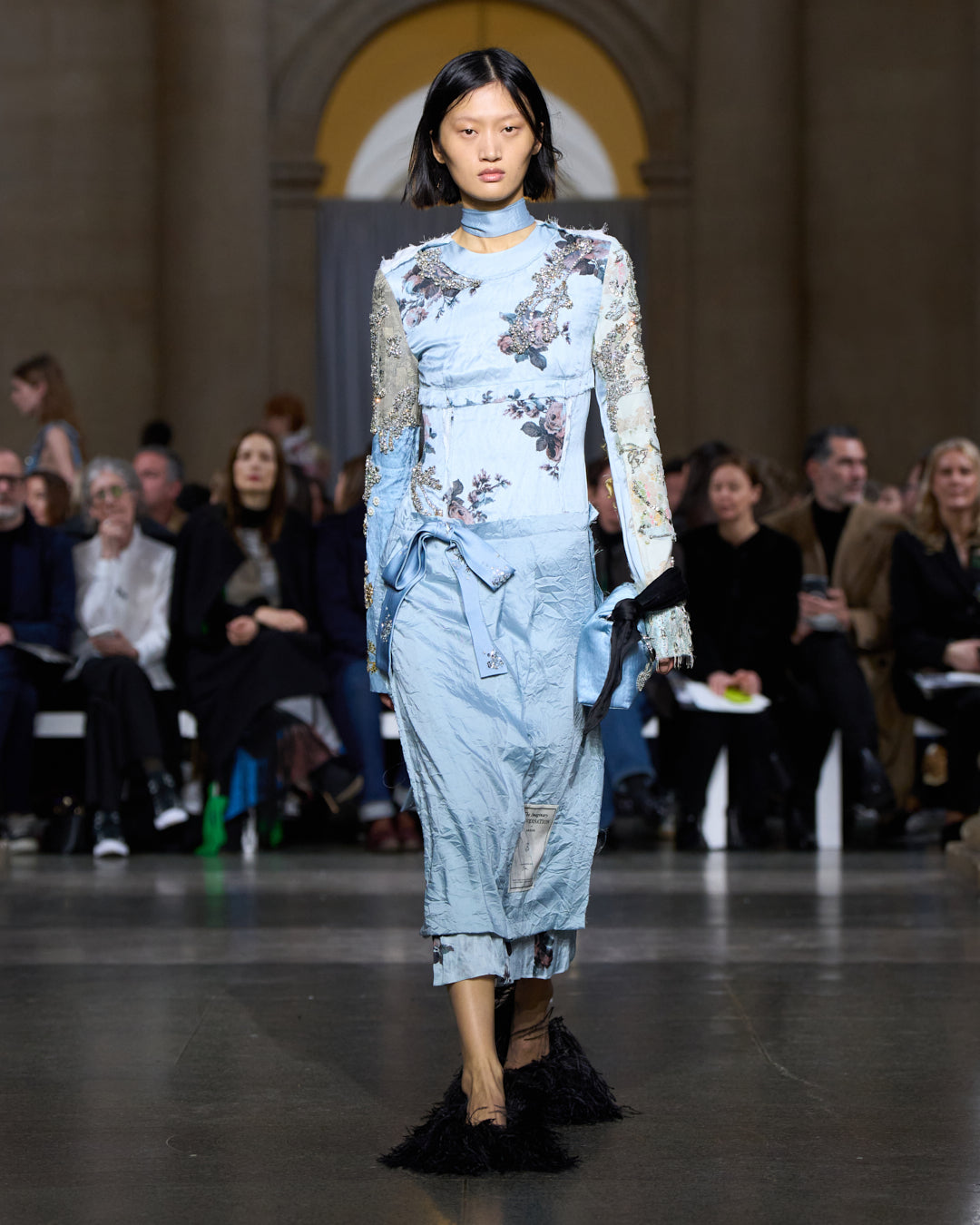 Embroidered Crushed Fluid Satin Long Sleeve Midi Dress – ERDEM