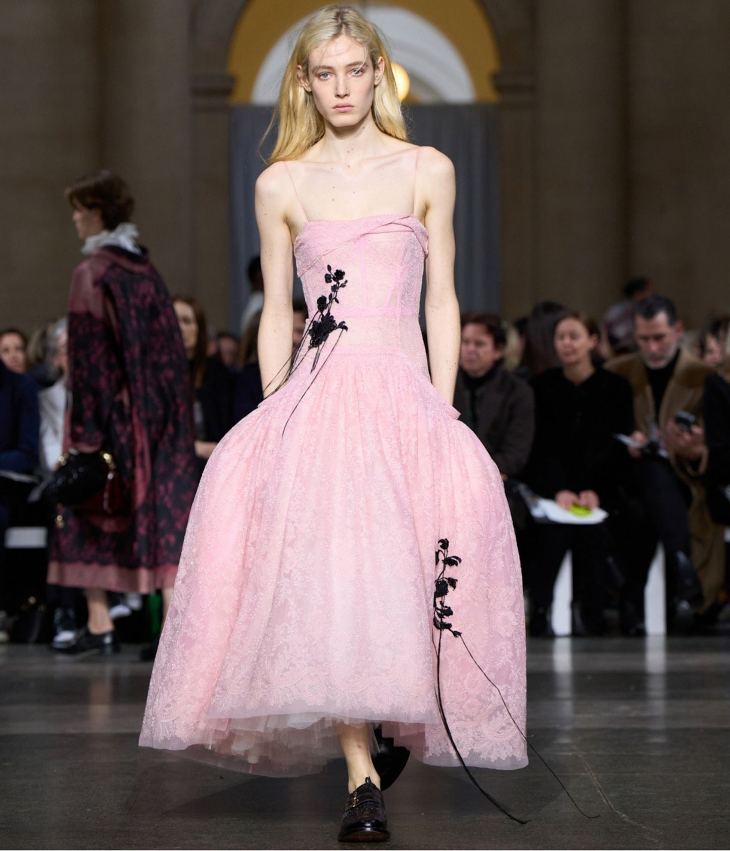 Floral Lace Tulle Sleeveless Midi Dress