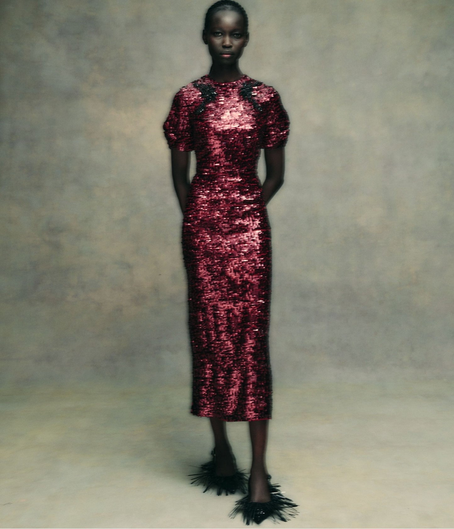 Embellished Sequin Midi Dress