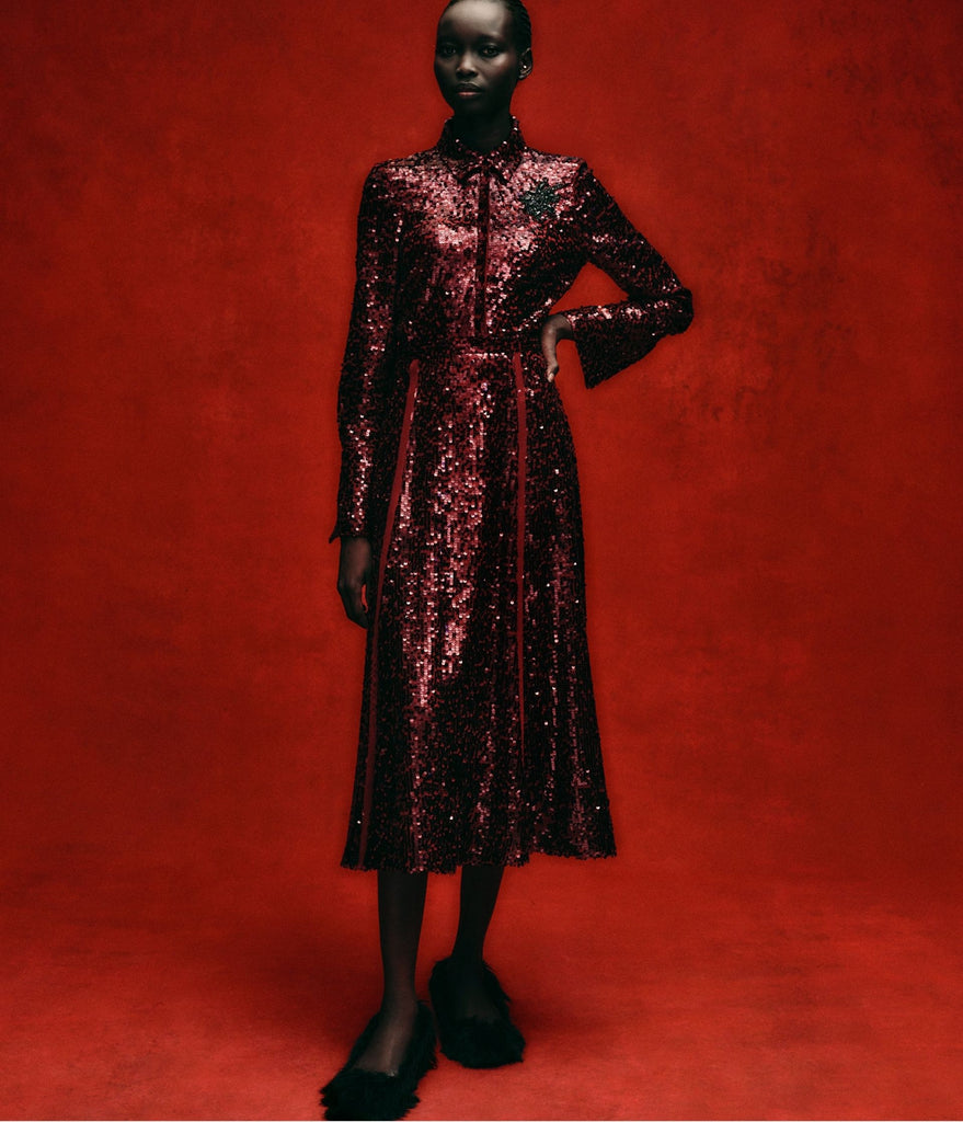 Sequin A Line Midi Skirt