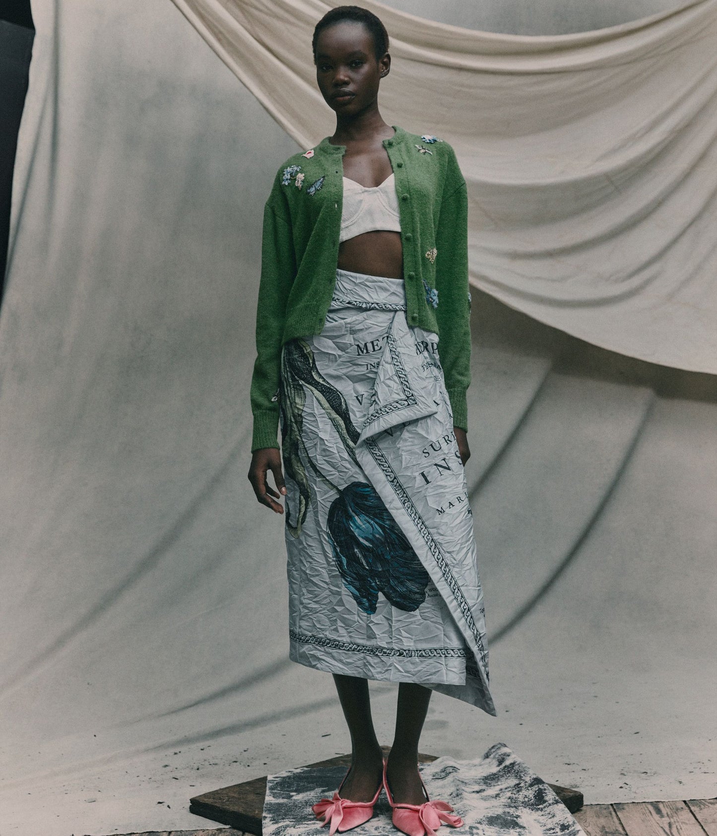 Floral Crushed Satin Bra Top