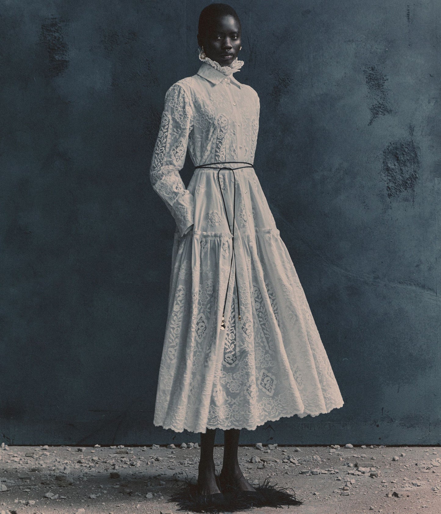 Embroidered Cotton Long Sleeve Shirt Dress Embroidered Cotton Long Sleeve Shirt Dress