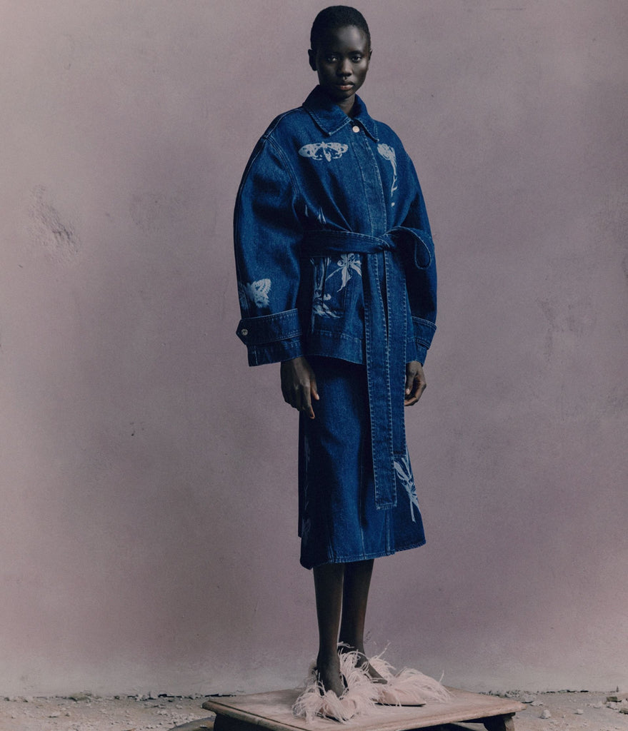 Indigo Denim Short Sleeve Midi Dress