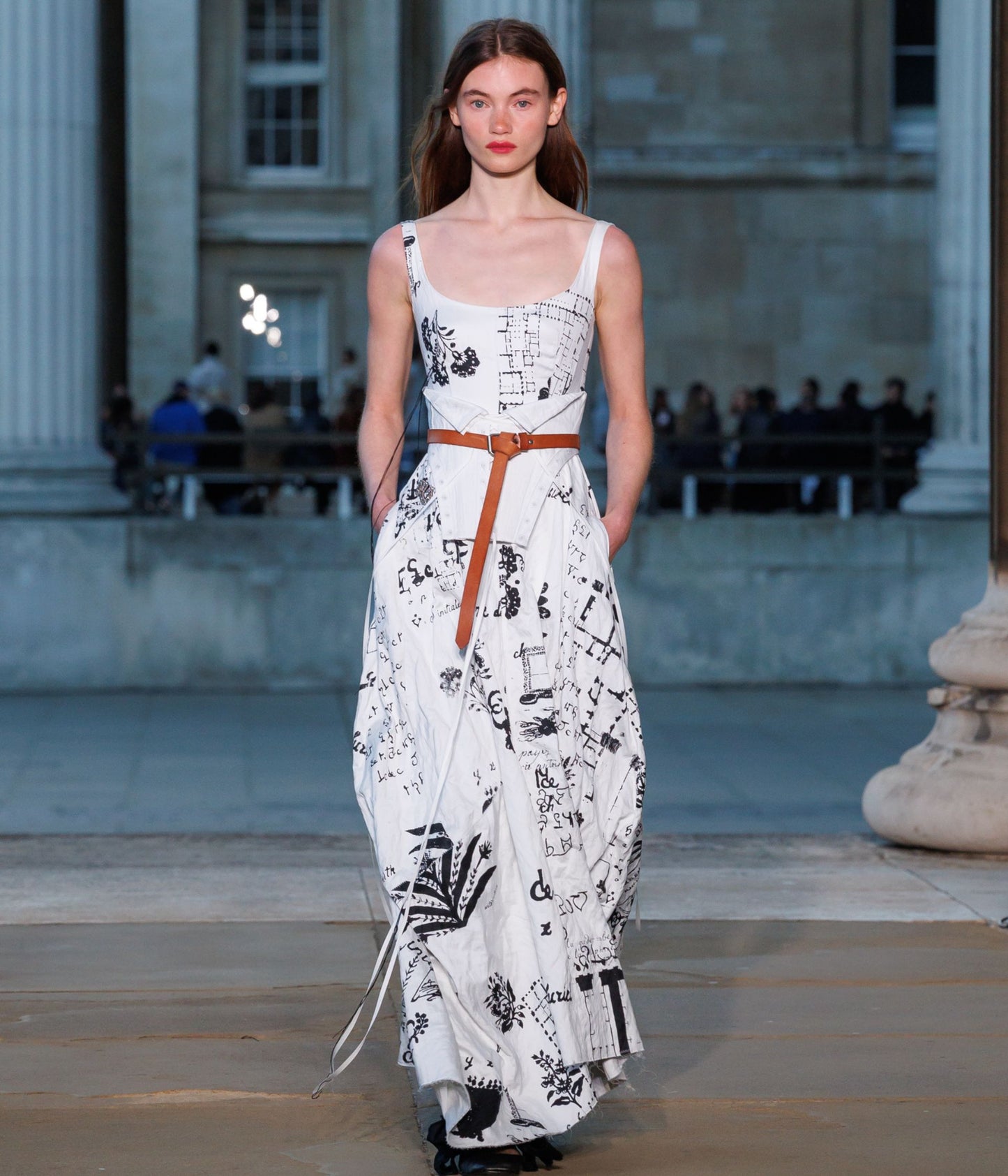 Metallised Cotton Draped Midi Dress