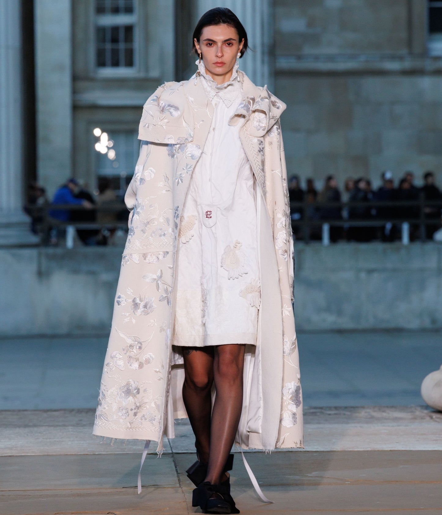 Embroidered Cotton Twill Parka Coat