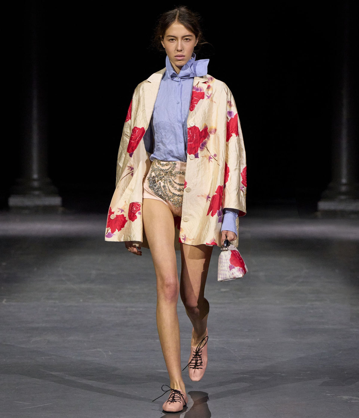 Floral Textured Satin Jacket