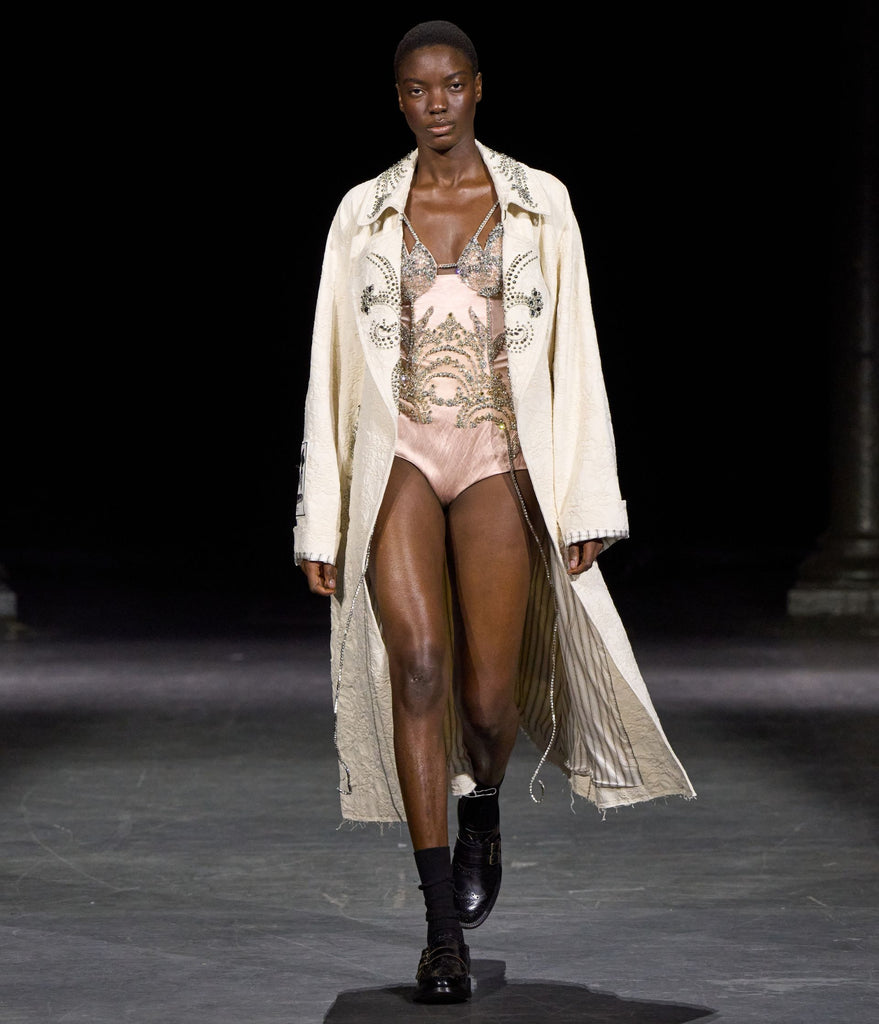 Embroidered Textured Satin Bodysuit
