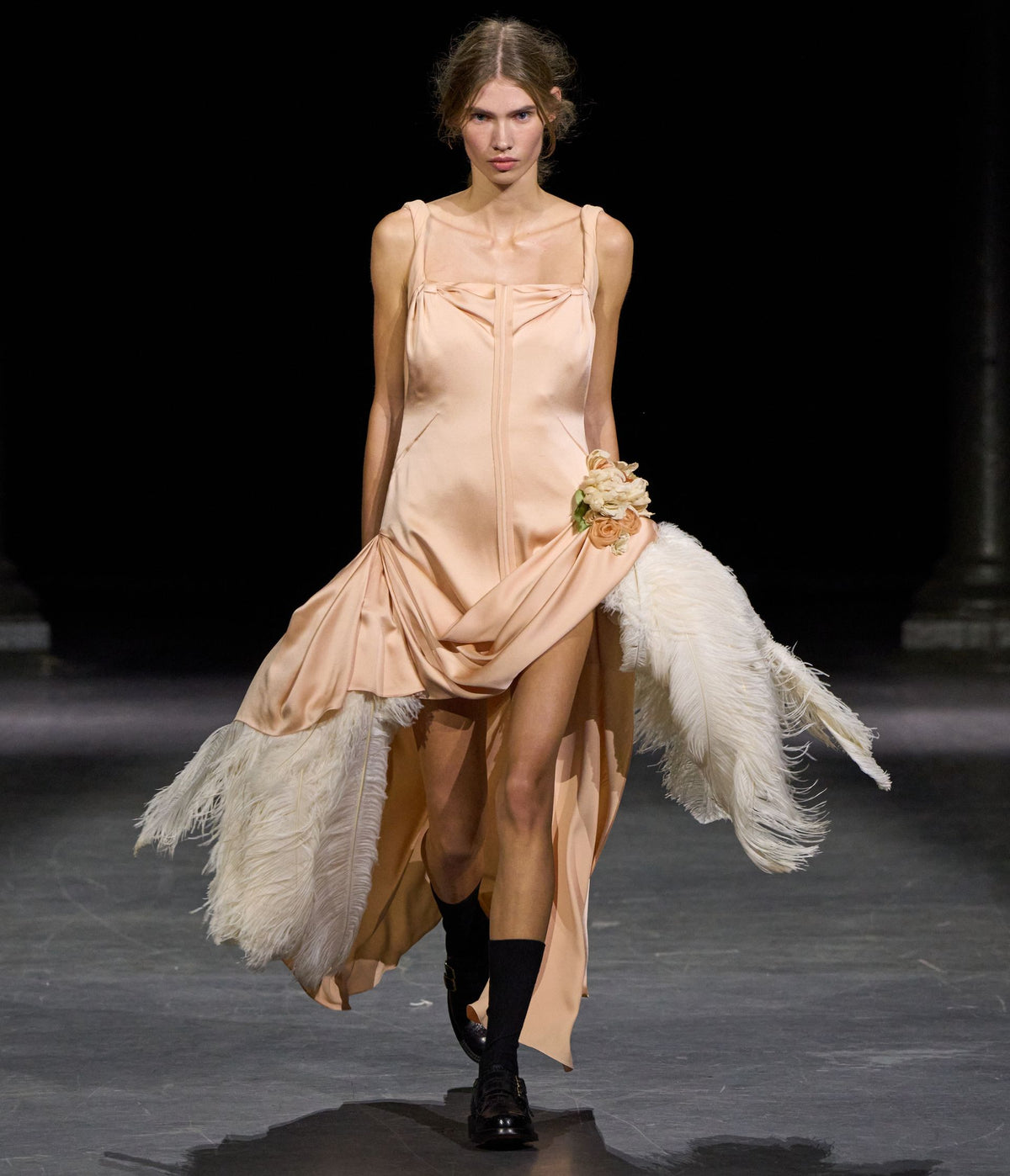 Feather Satin Dress