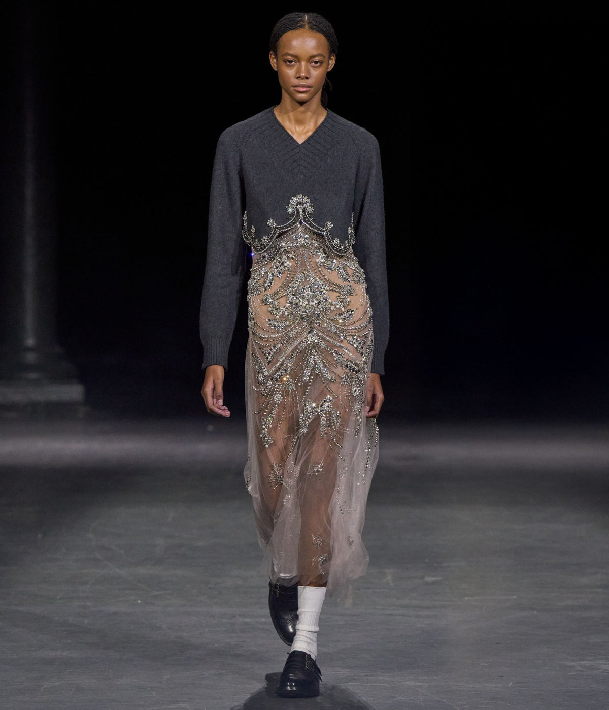 Embroidered Tulle Cocktail Dress