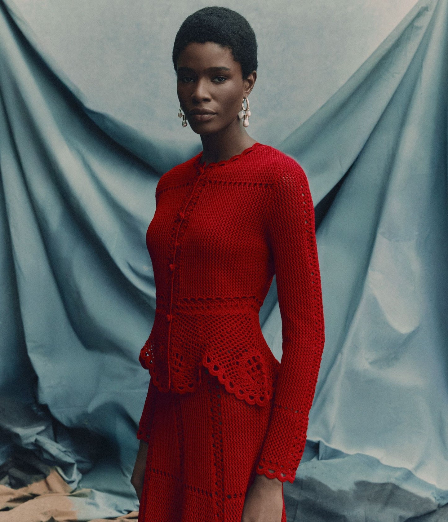 Cotton Crochet Peplum Cardigan