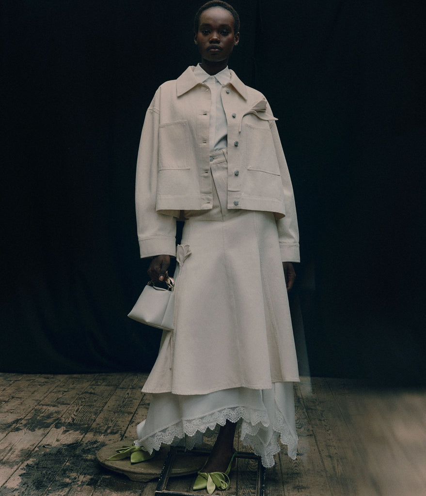 Denim Flared Midi Skirt