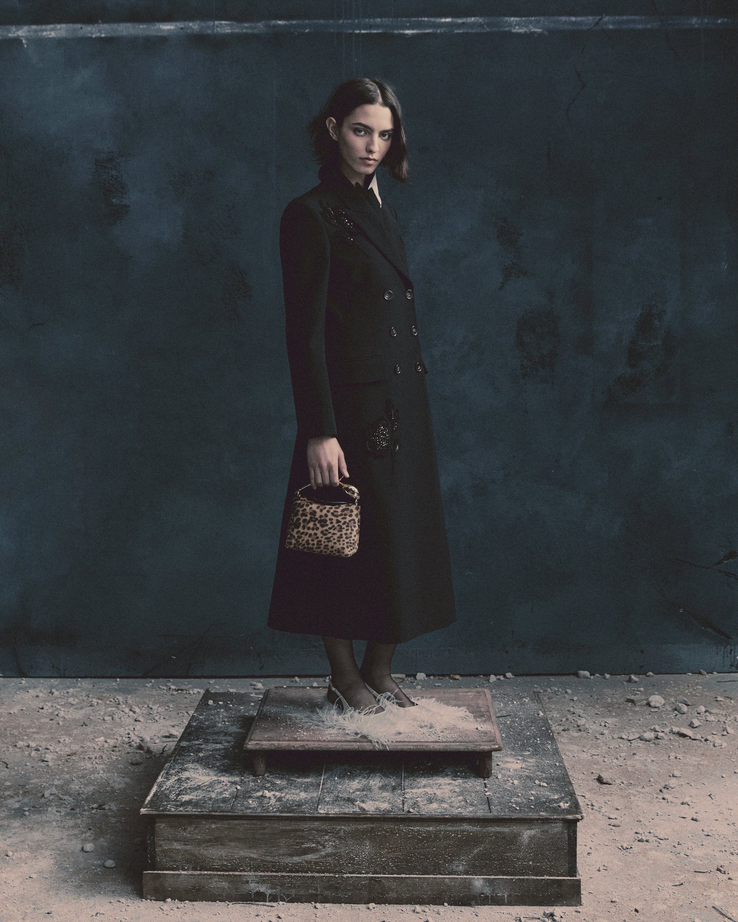 Embroidered Grain De Poudre Tailored Coat