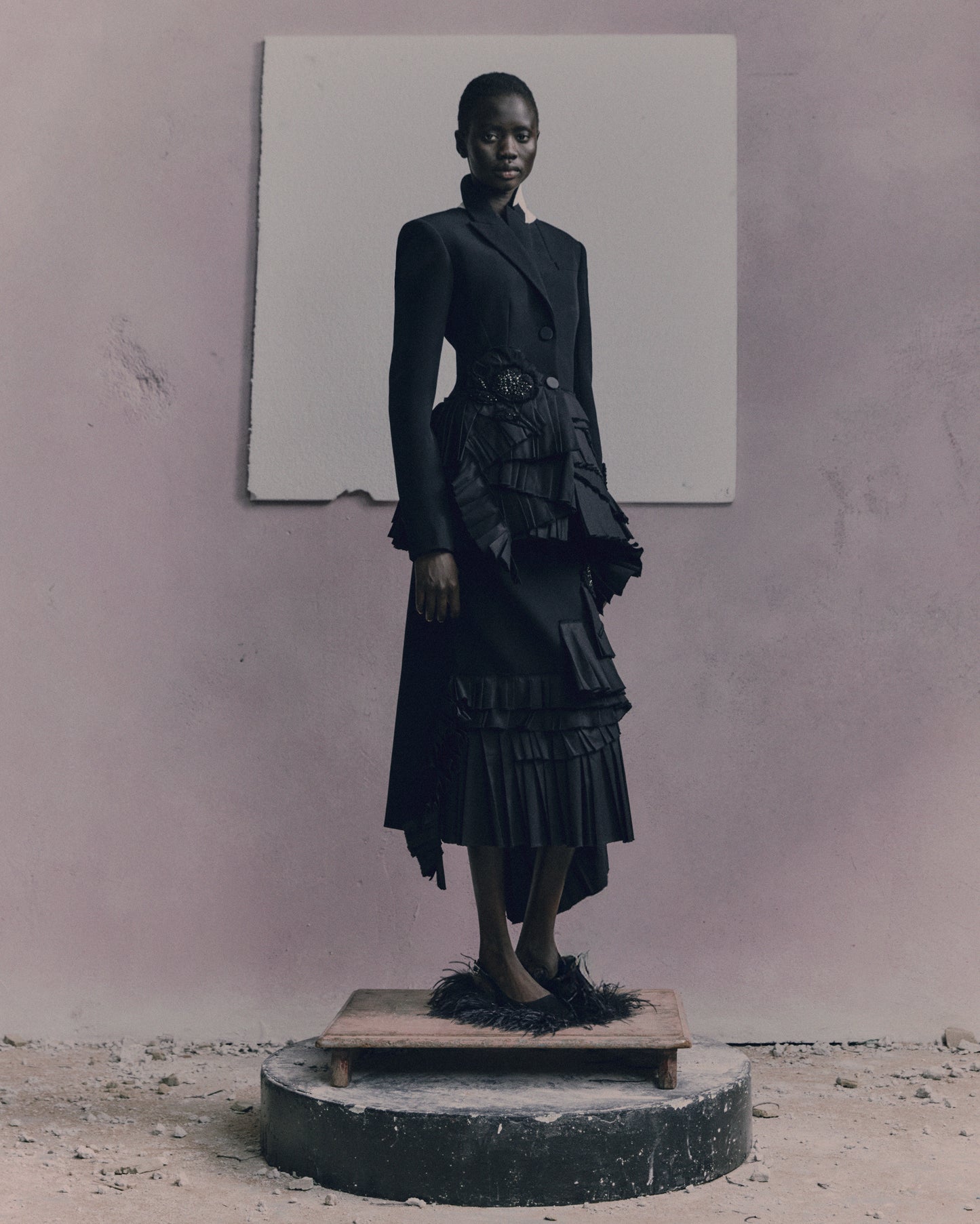 Embroidered Grain De Poudre Fitted Blazer