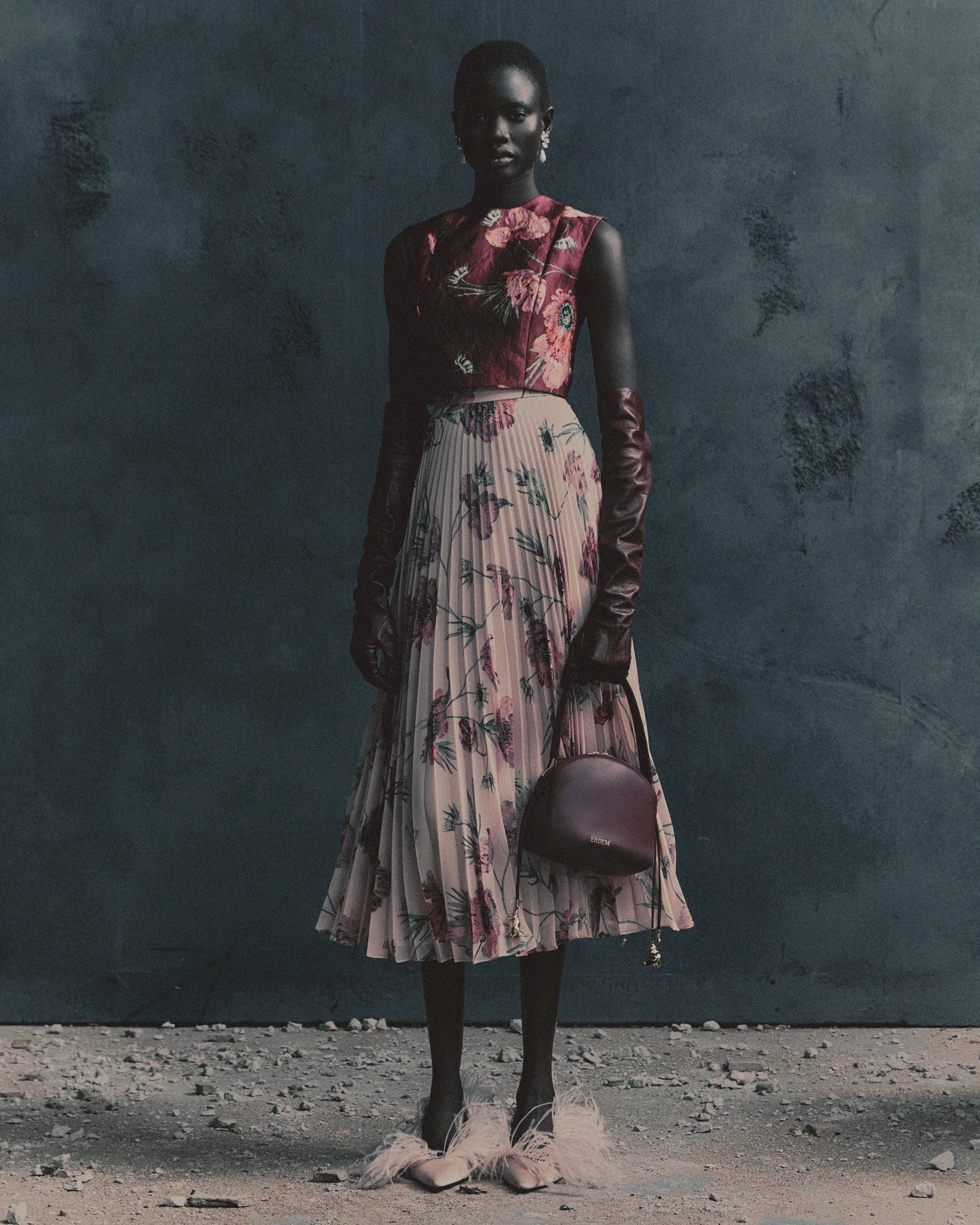 Floral Textured Satin Crop Top