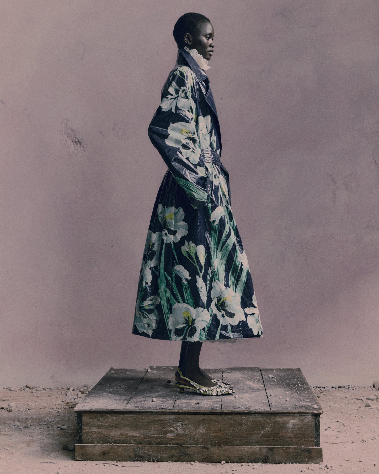 Floral Cotton Trench Coat