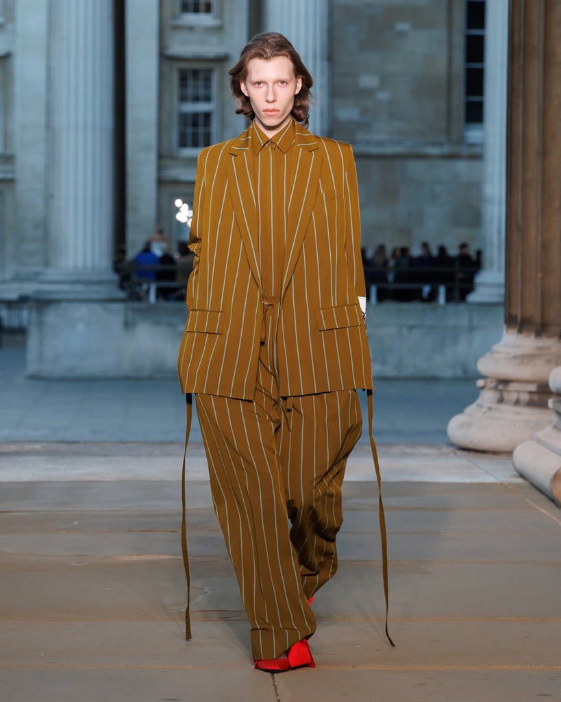 Striped Tailoring Tie-Waist Blazer