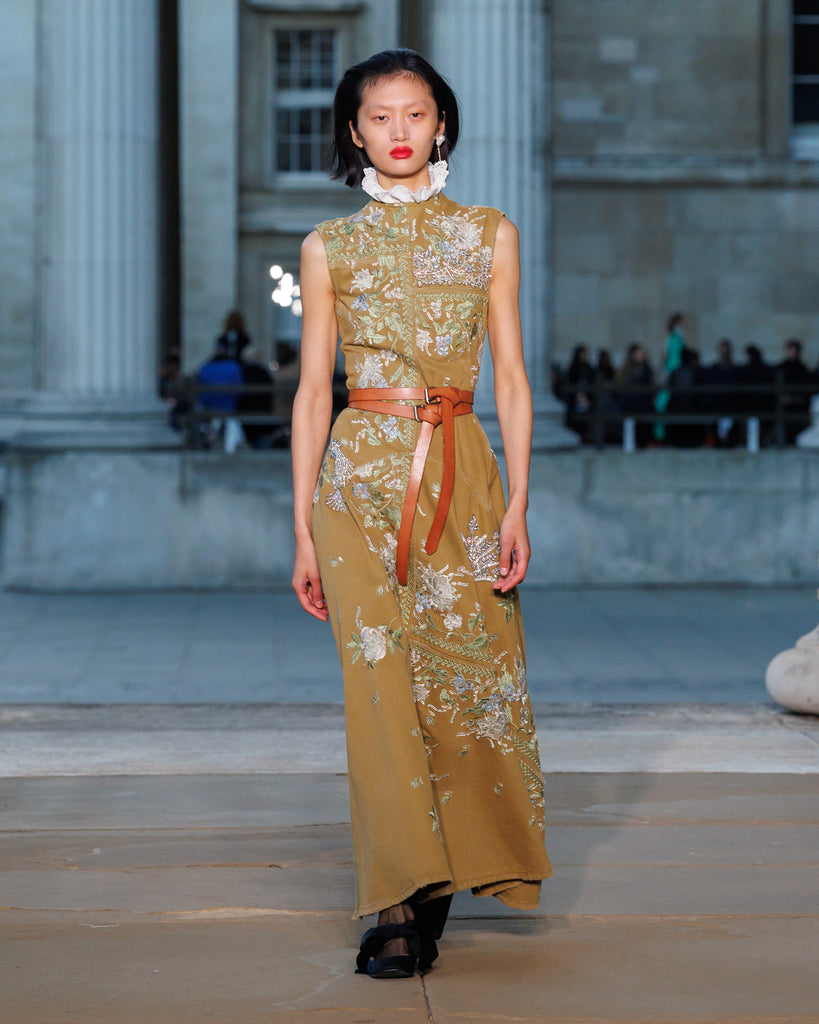 Embroidered Denim Midi Hourglass Dress | Erdem.com ERDEM Embroidered Denim Midi Hourglass Dress | Erdem.com ERDEM
