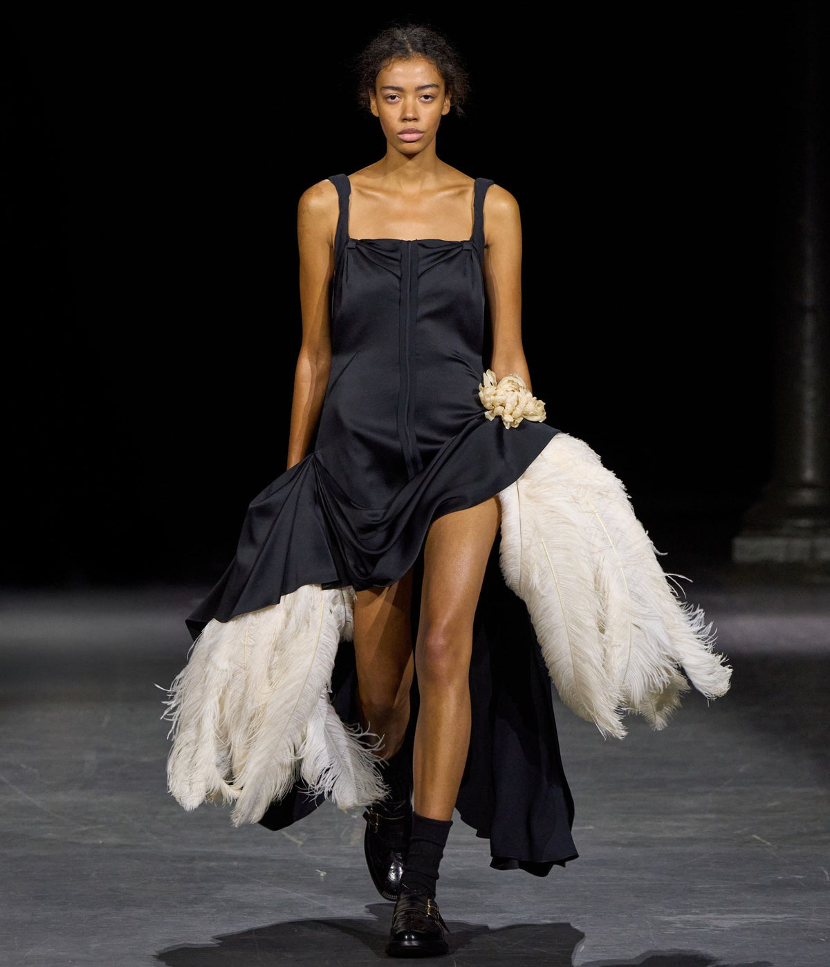 Feather Satin Dress