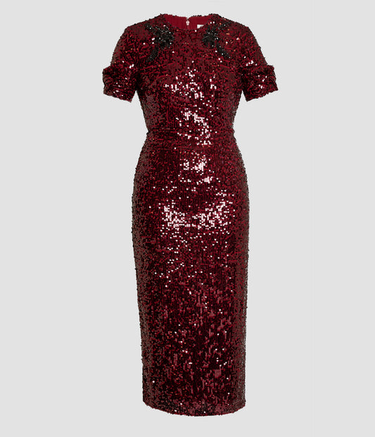 Embellished Sequin Midi Dress