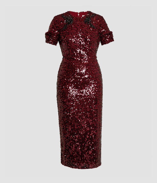 Embellished Sequin Midi Dress