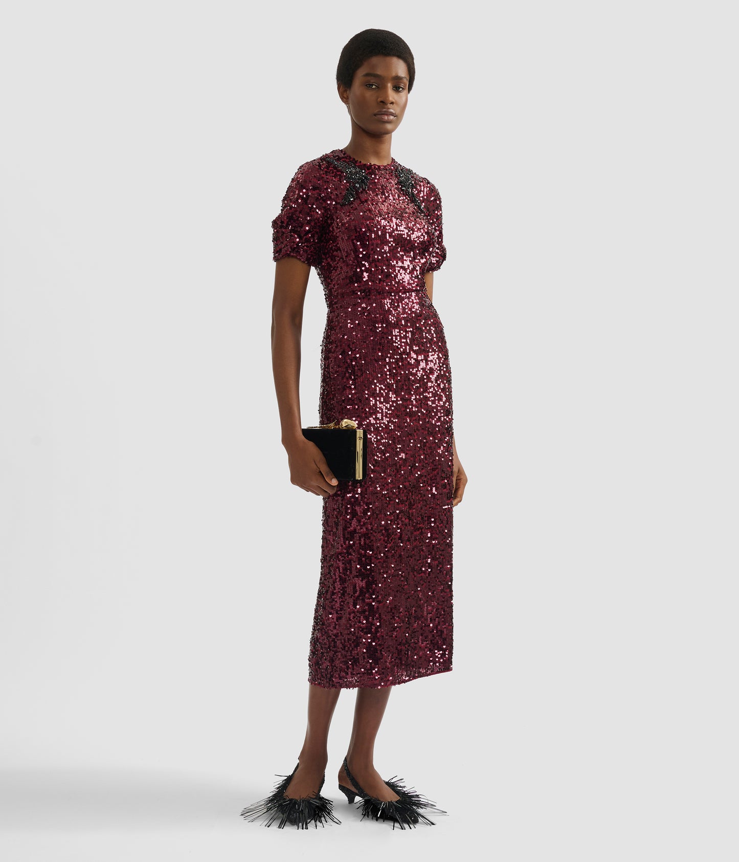 Embellished Sequin Midi Dress