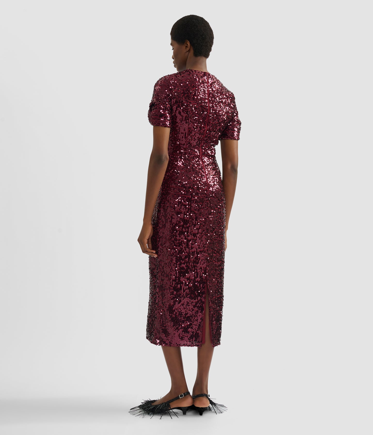 Embellished Sequin Midi Dress
