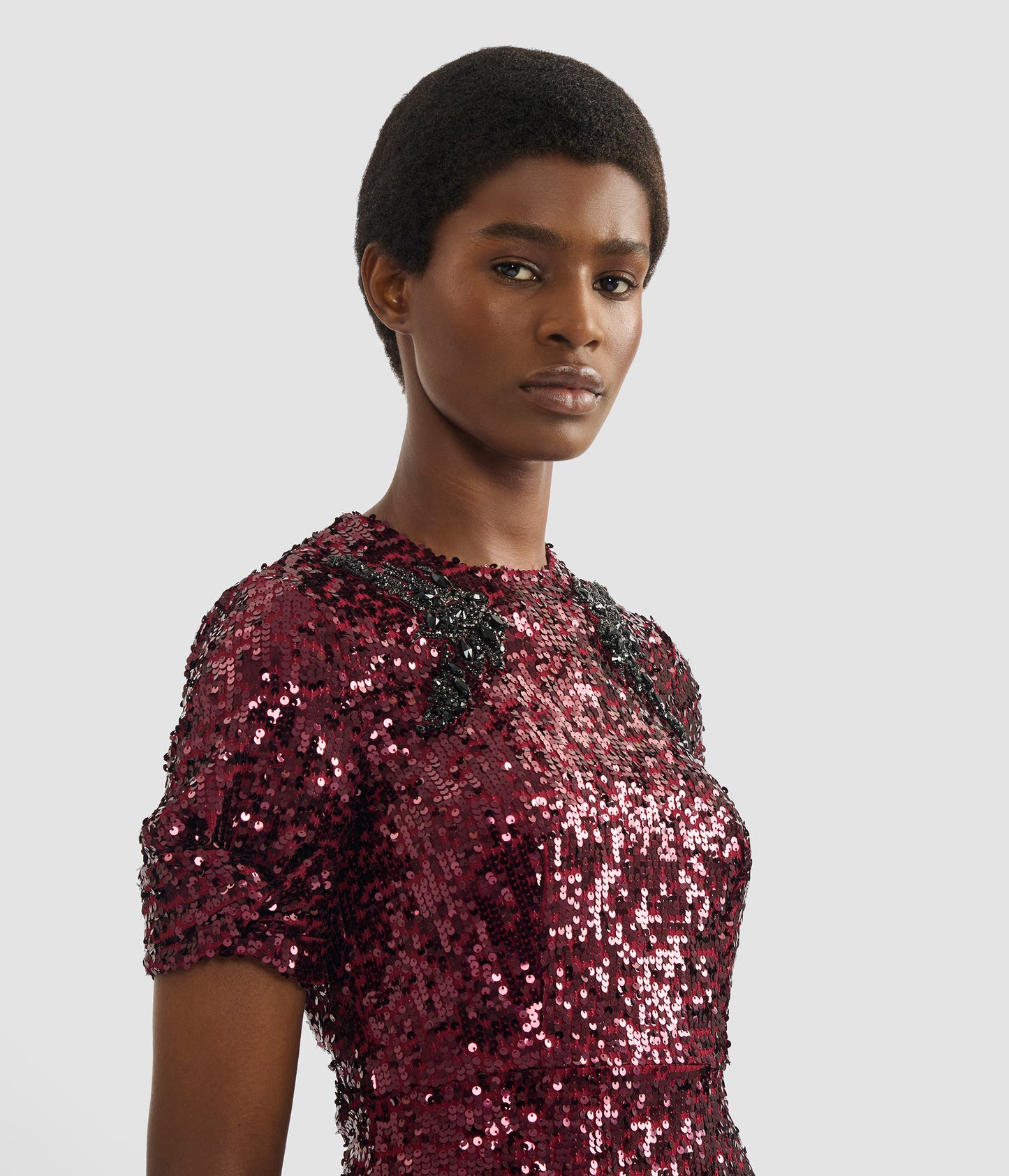 Embellished Sequin Midi Dress