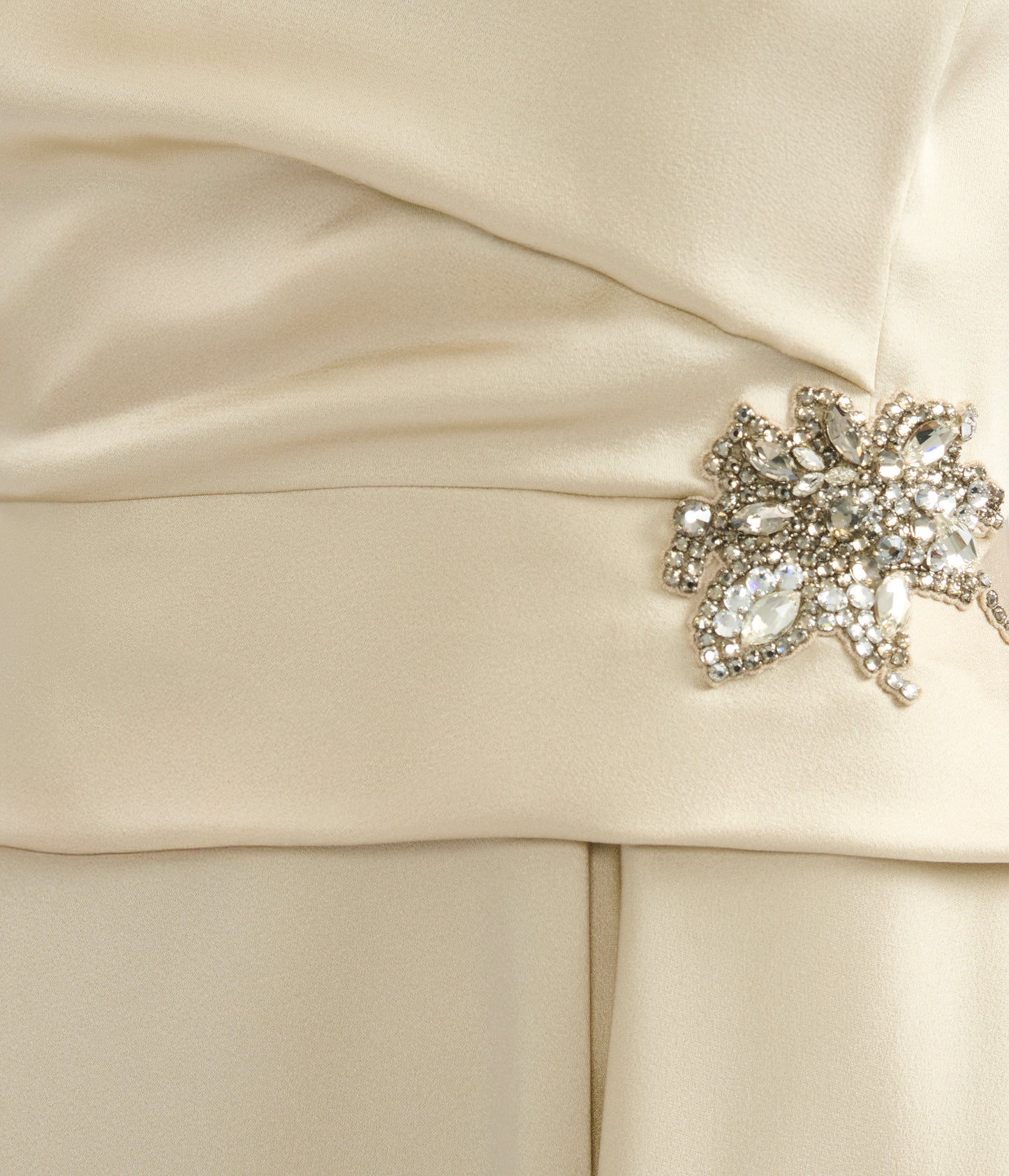 Embellished Satin Cady Draped Midi Dress