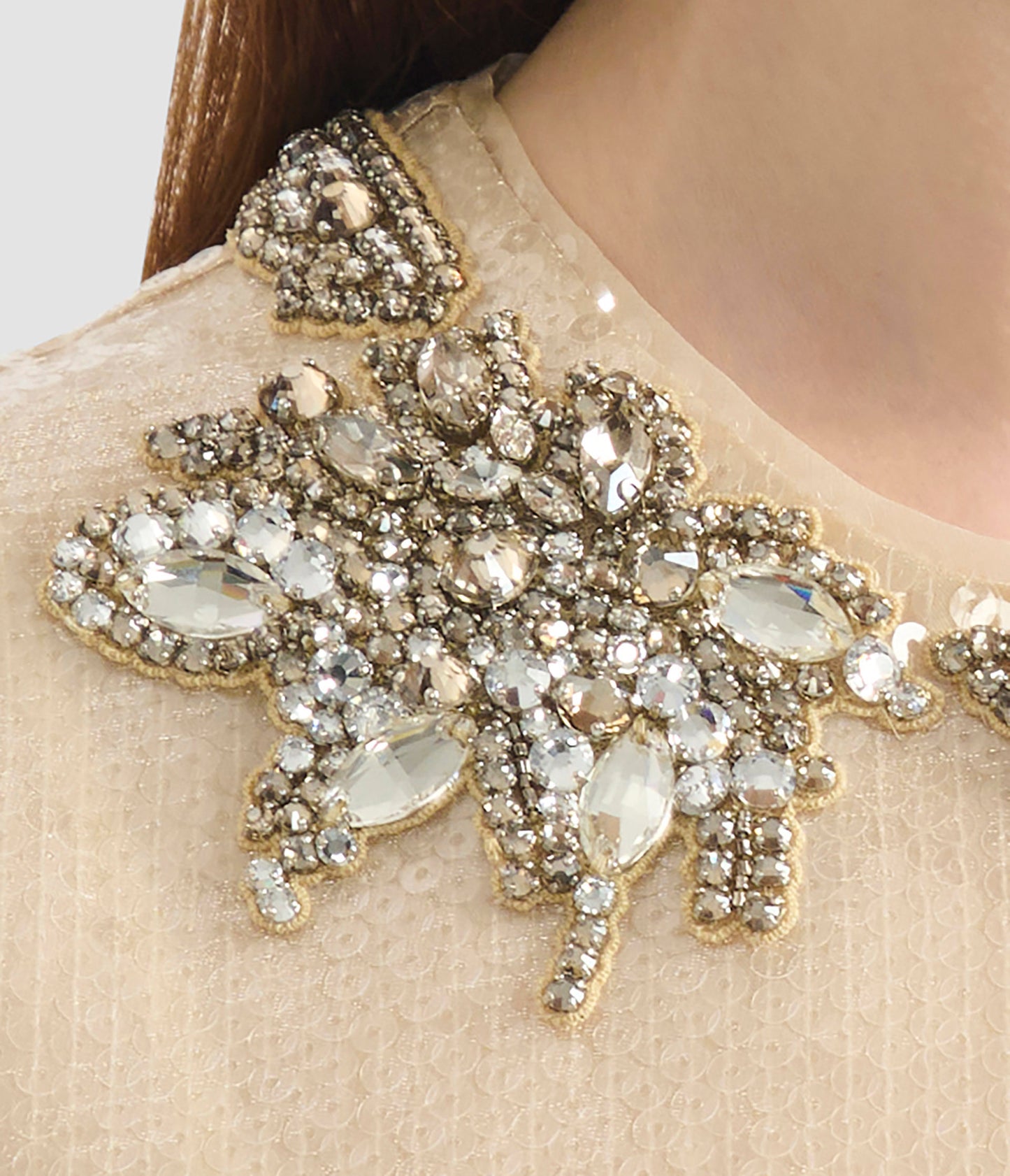 Embellished Organza Sequin Midi Dress