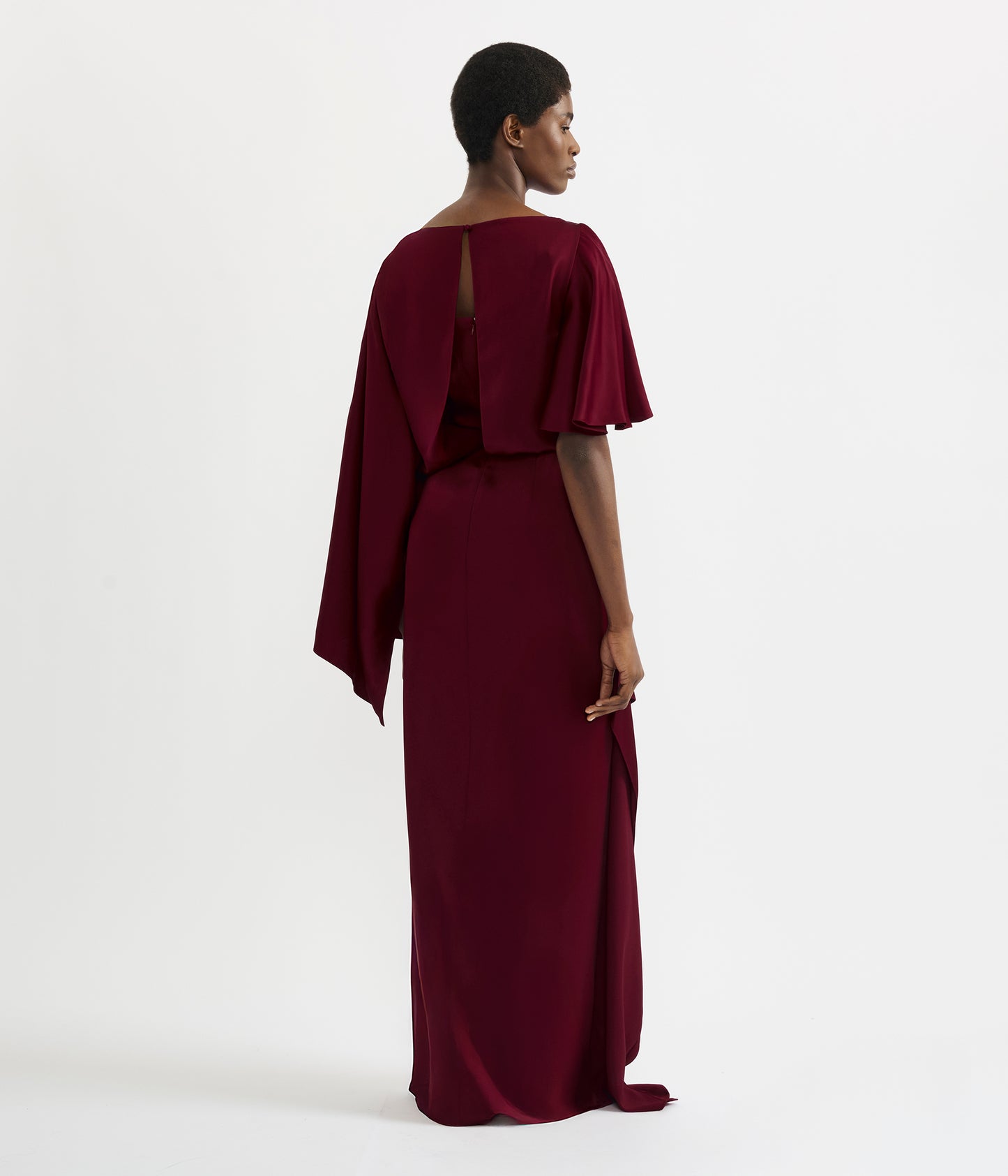 Embellished Satin Cady Draped Gown
