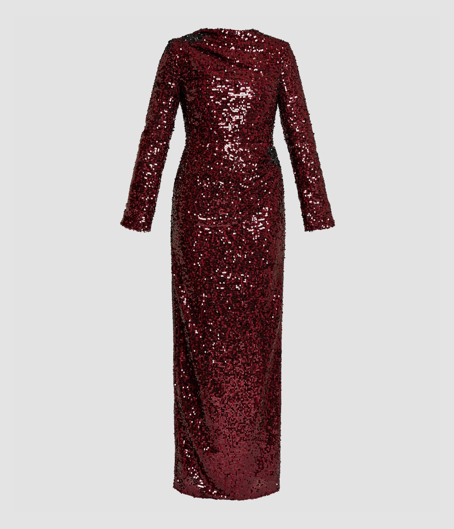 Embellished Sequin Long Sleeve Gown