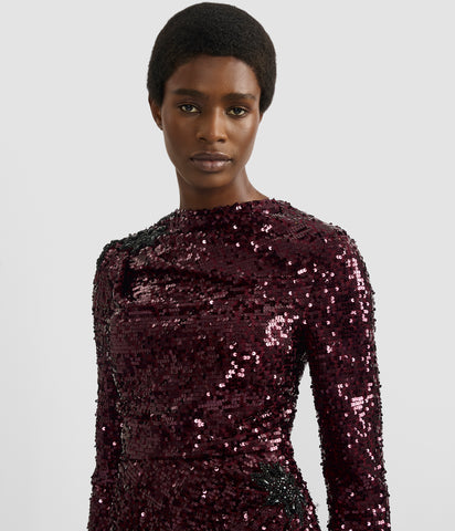 ho ho ho sequin dress Fitted Sequin Bodice Dress By Cinderella Divine -CM317