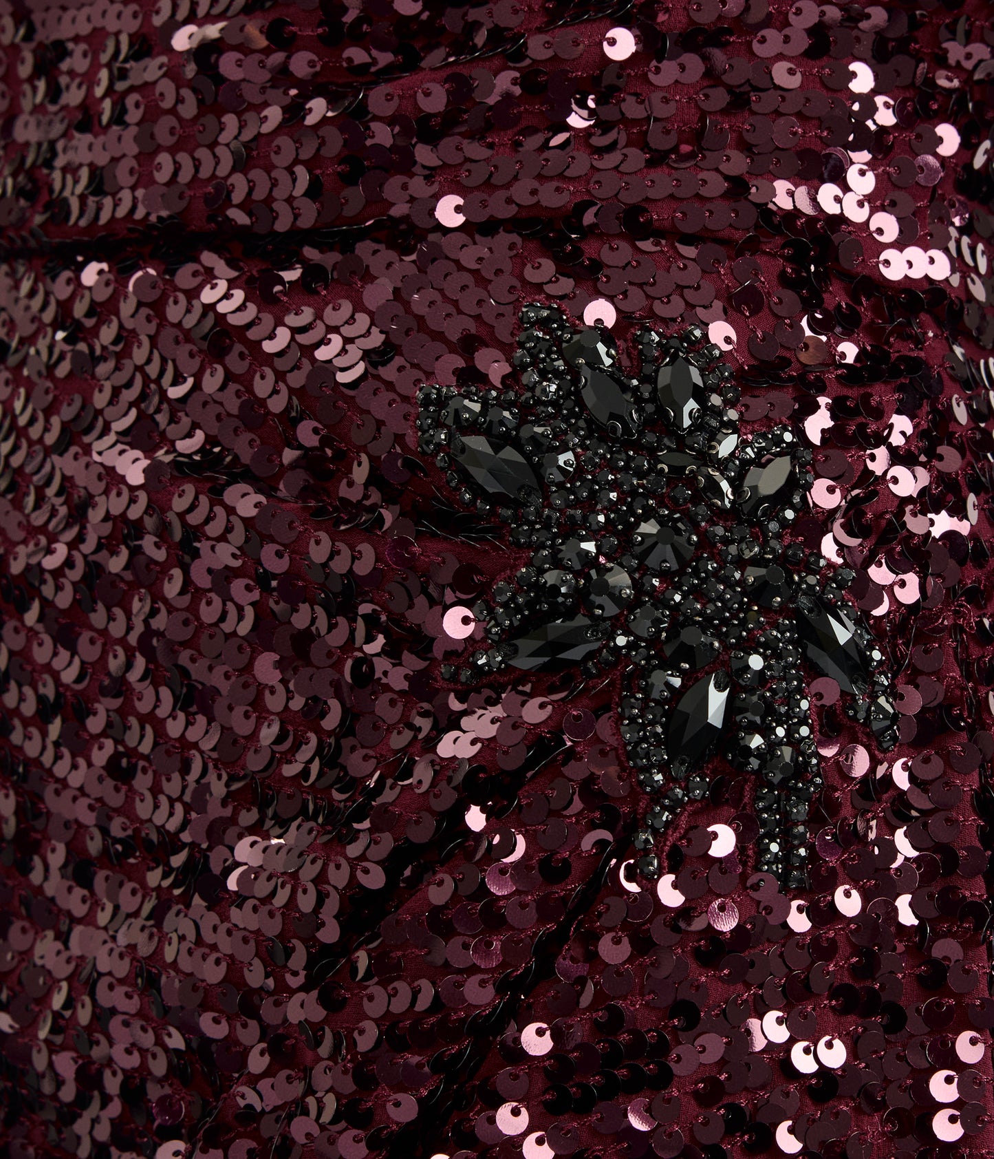 Embellished Sequin Long Sleeve Gown
