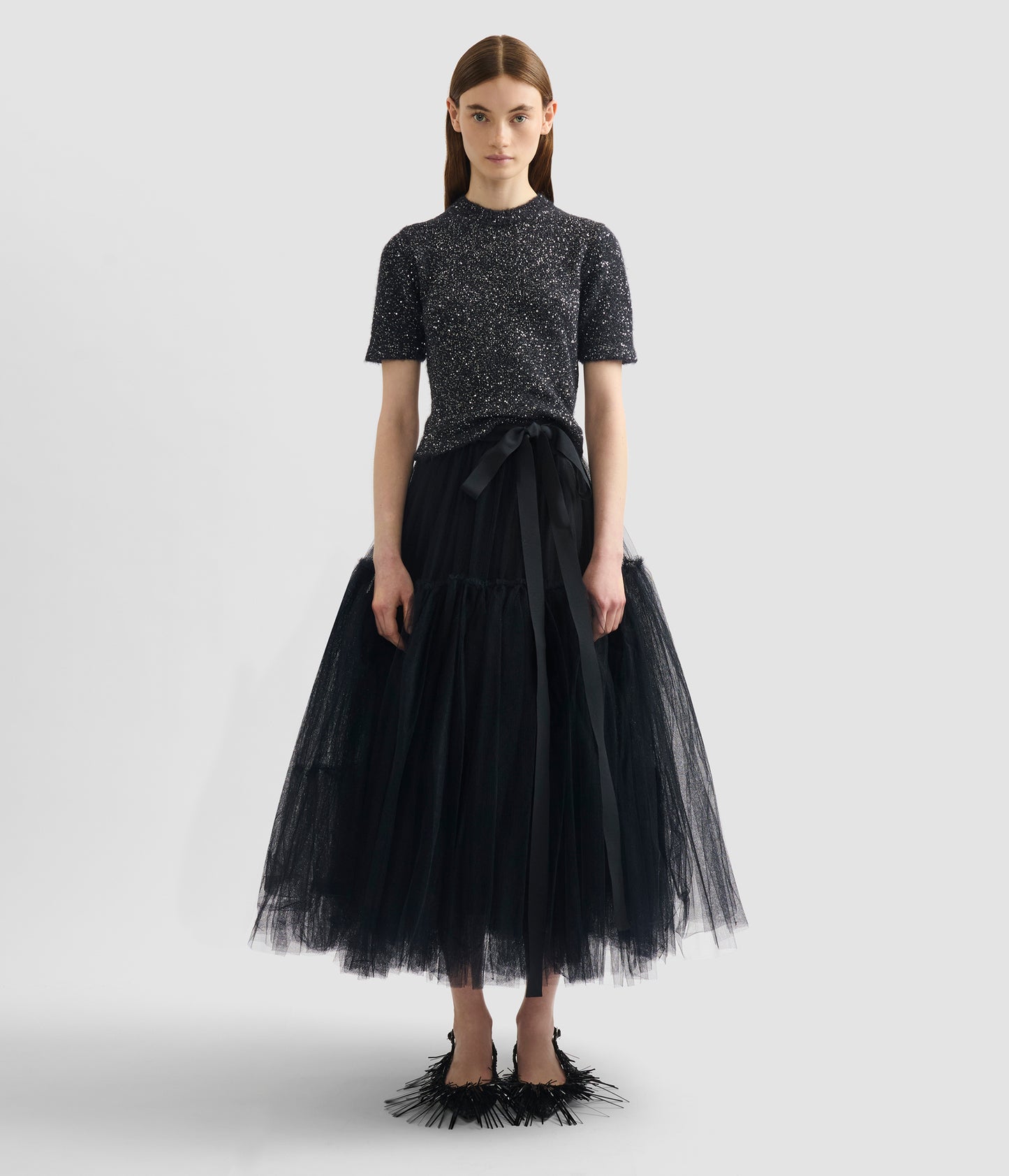 Sequin Short Sleeve Knit Top