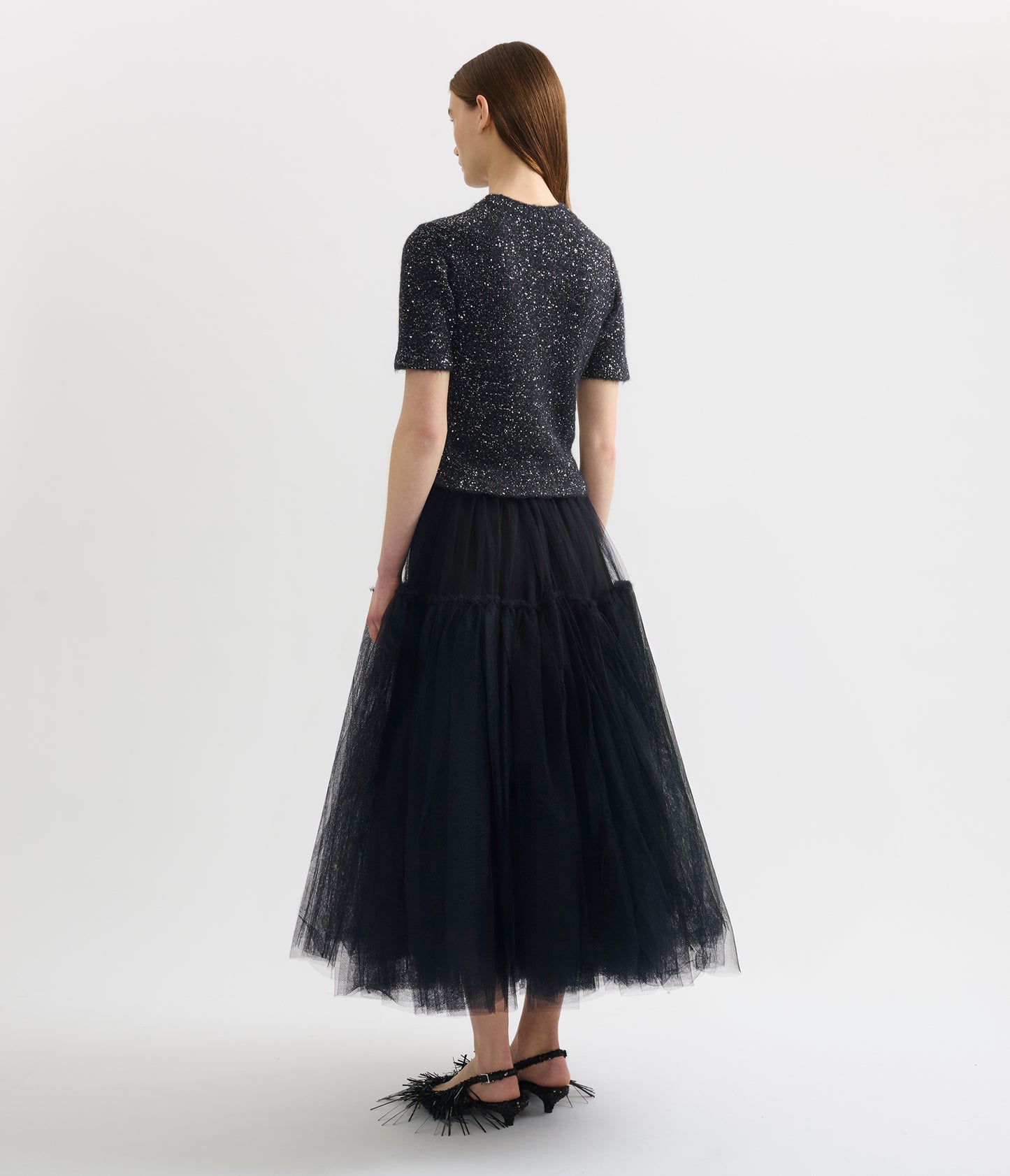 Sequin Short Sleeve Knit Top